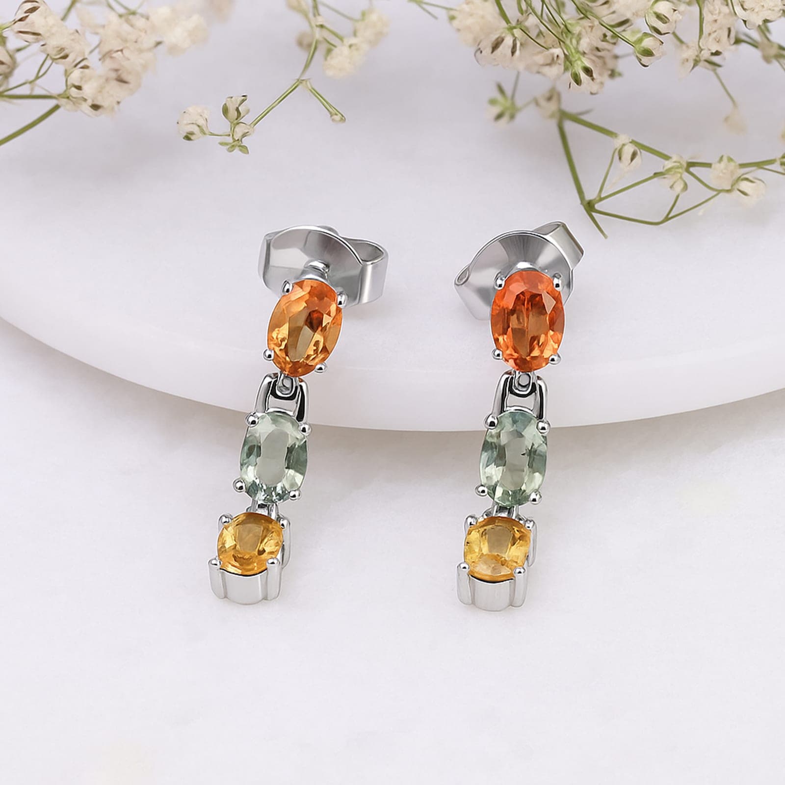 Colorful Sapphire Dangle Earrings alternate view