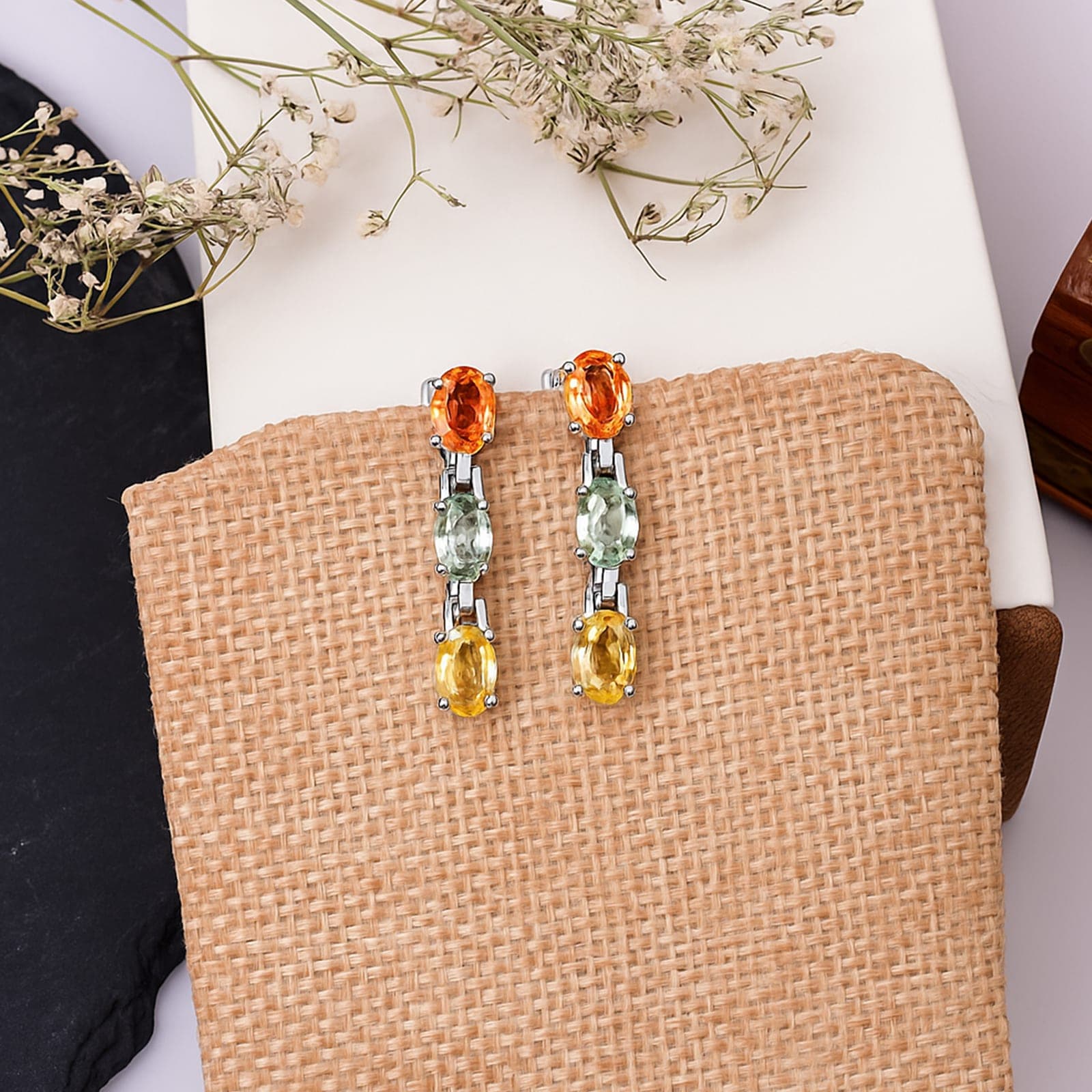 Colorful Sapphire Dangle Earrings