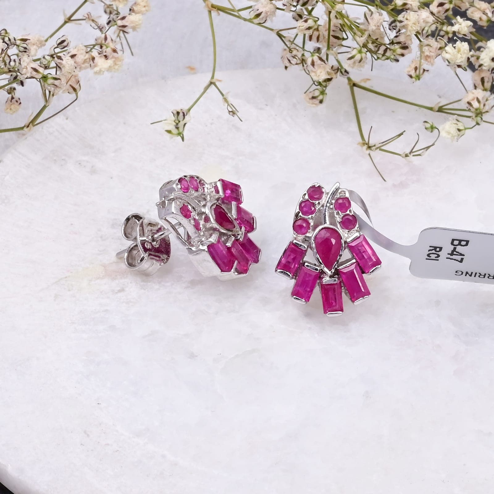Red Ruby Statement Stud Earrings alternate view