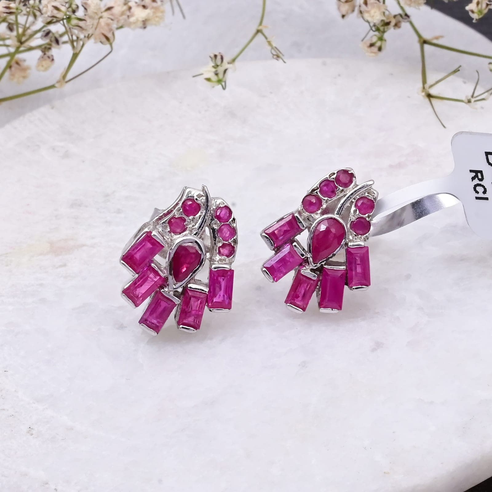 Red Ruby Statement Stud Earrings
