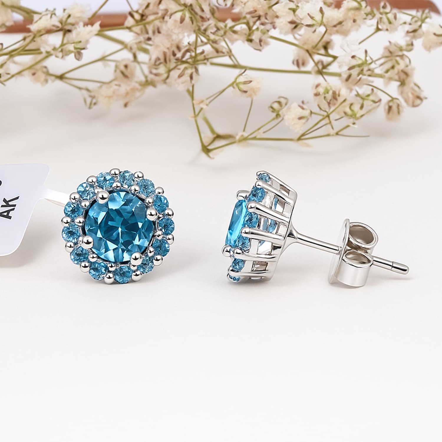 Blue Topaz Stud Earrings