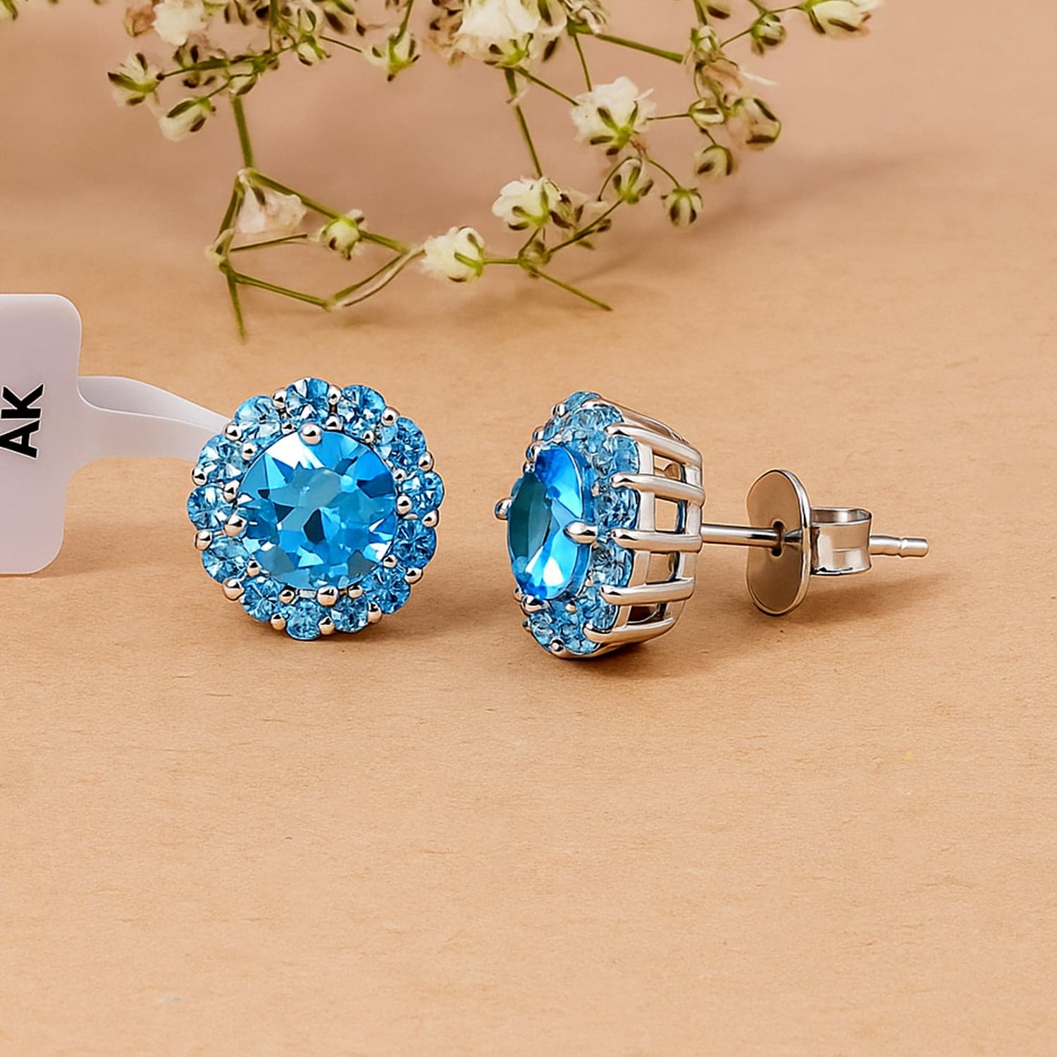Blue Topaz Stud Earrings