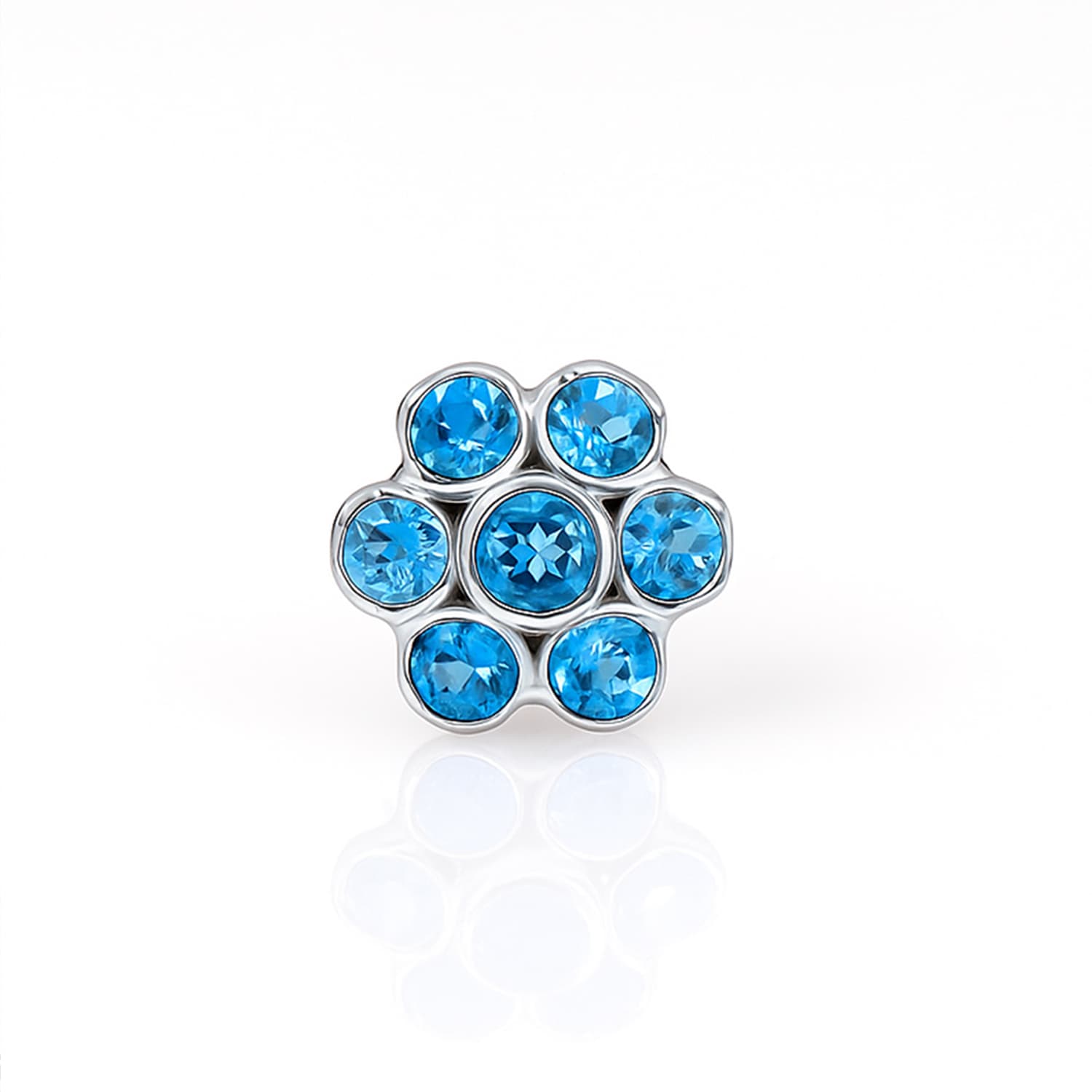 Blue Topaz Floral Stud Earrings in Silver