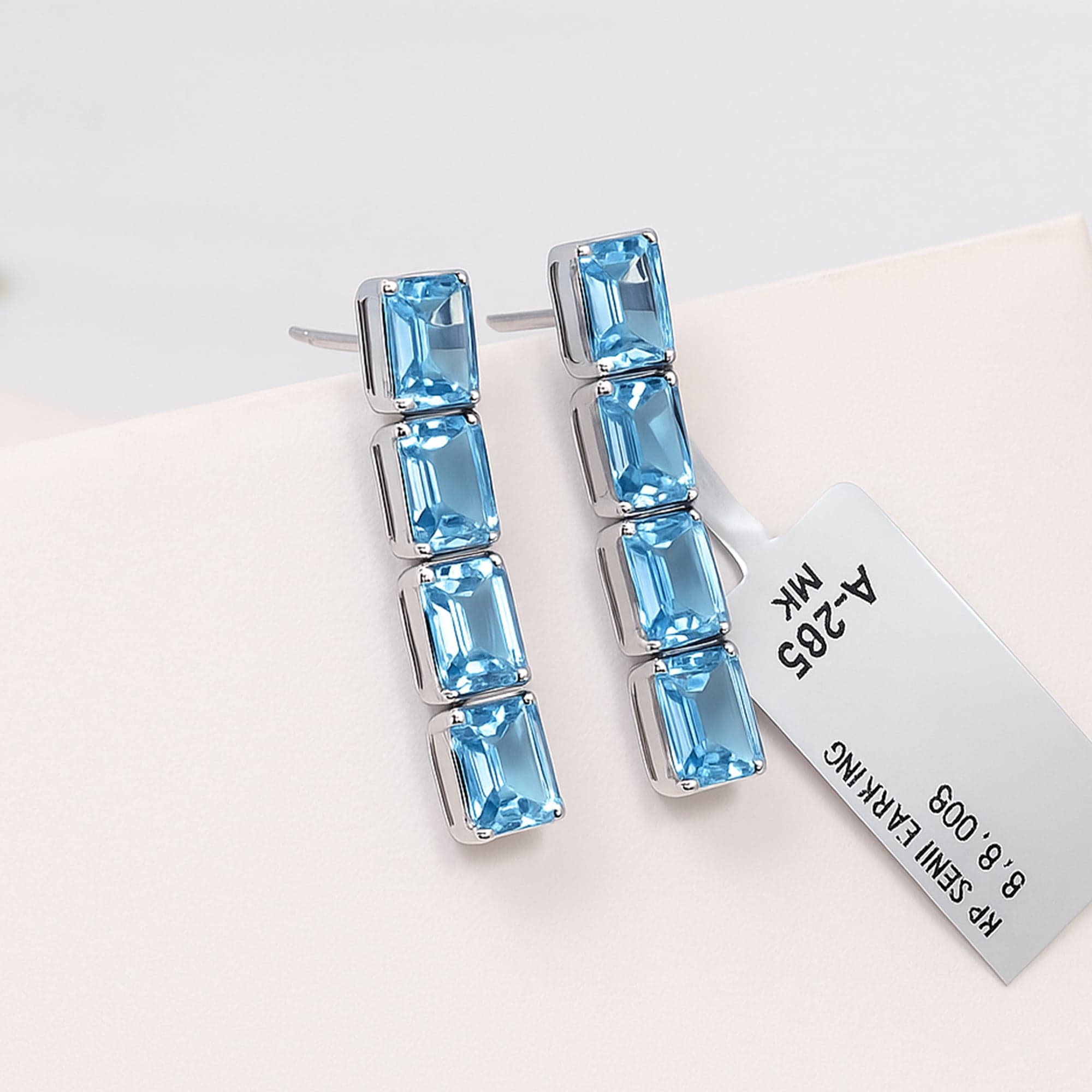 Cascade Blue Topaz Dangle Earrings alternate view