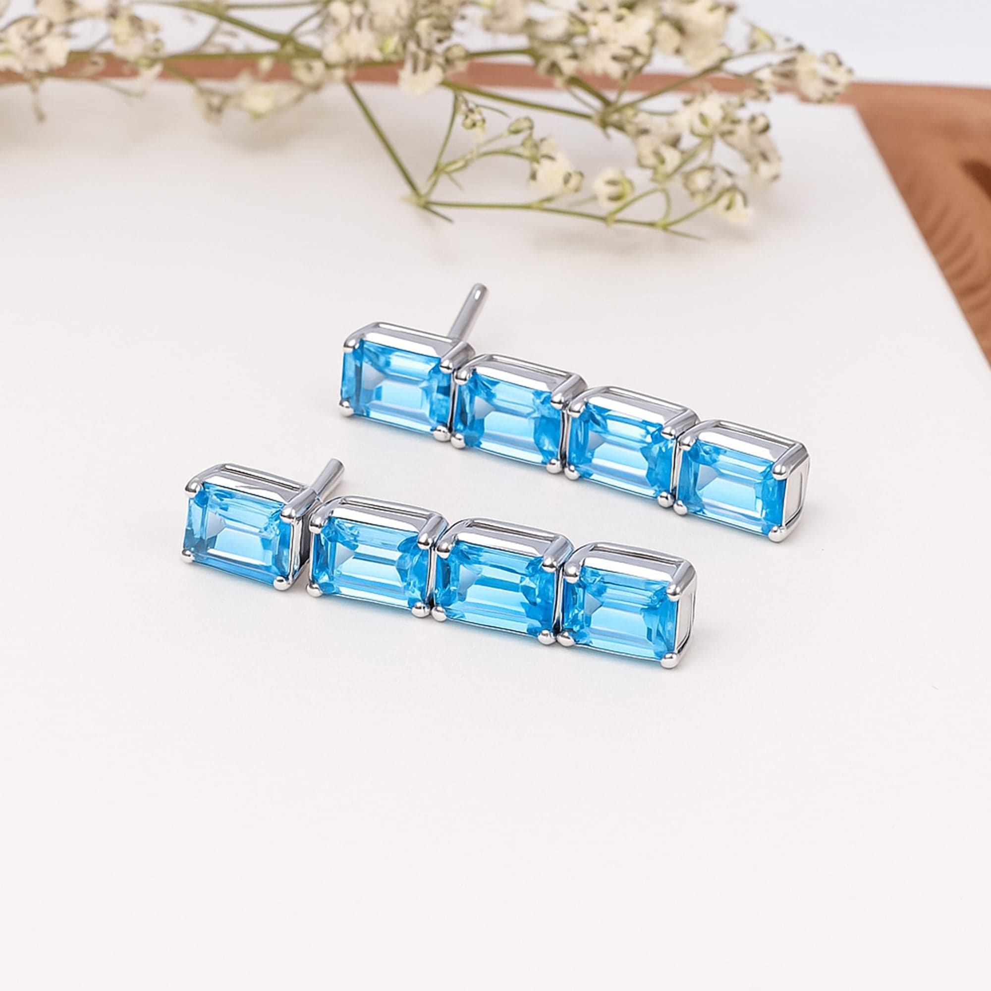 Cascade Blue Topaz Dangle Earrings