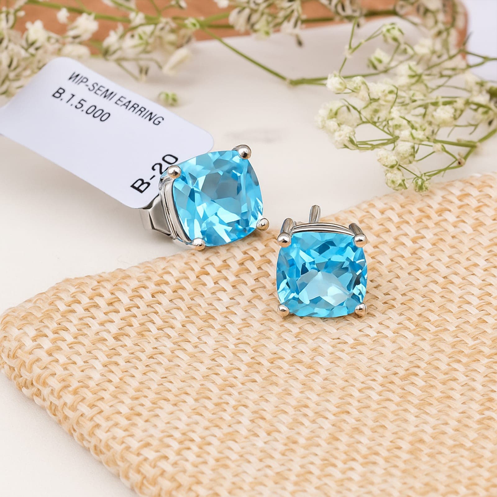 Minimal Blue Topaz Stud Earrings alternate view