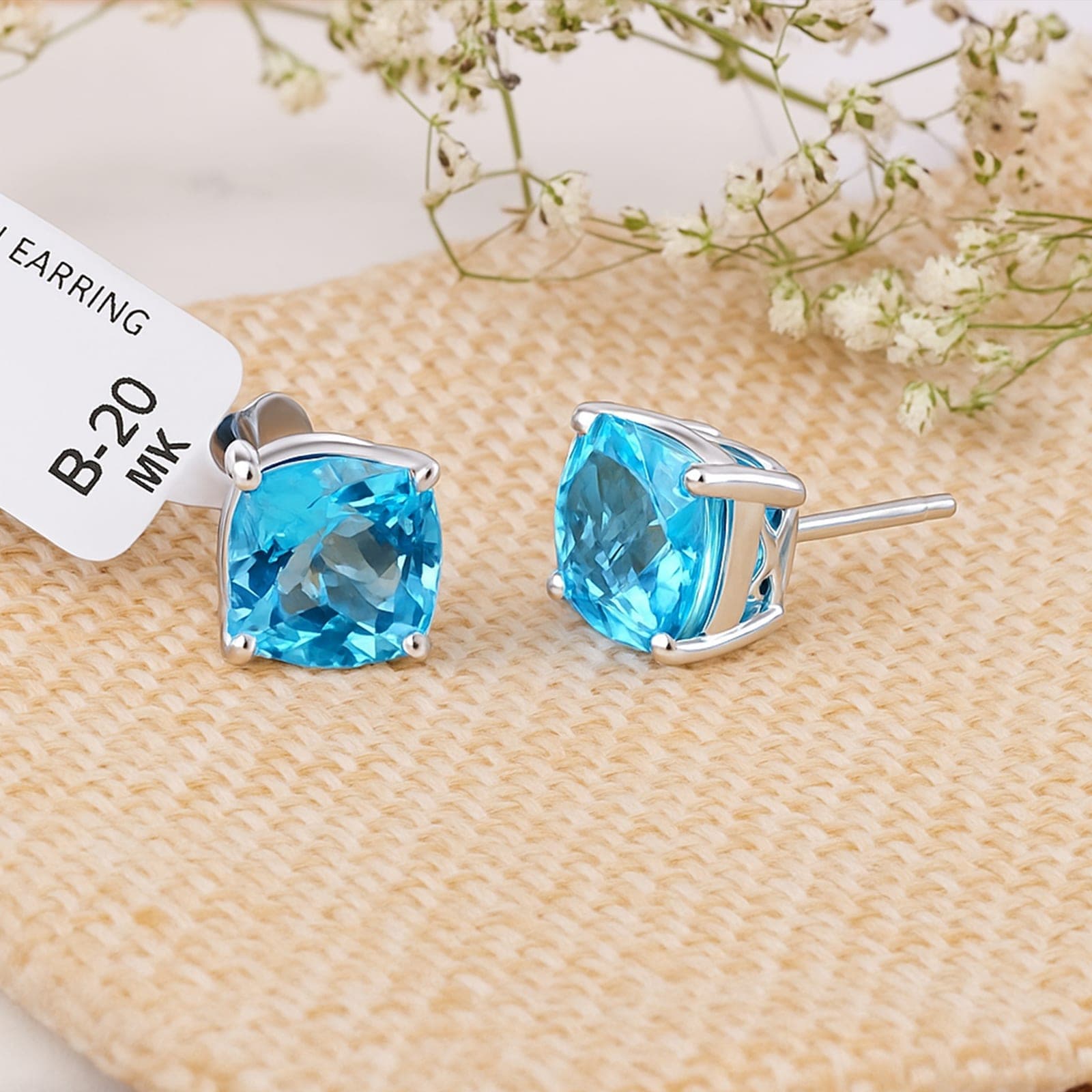 Minimal Blue Topaz Stud Earrings