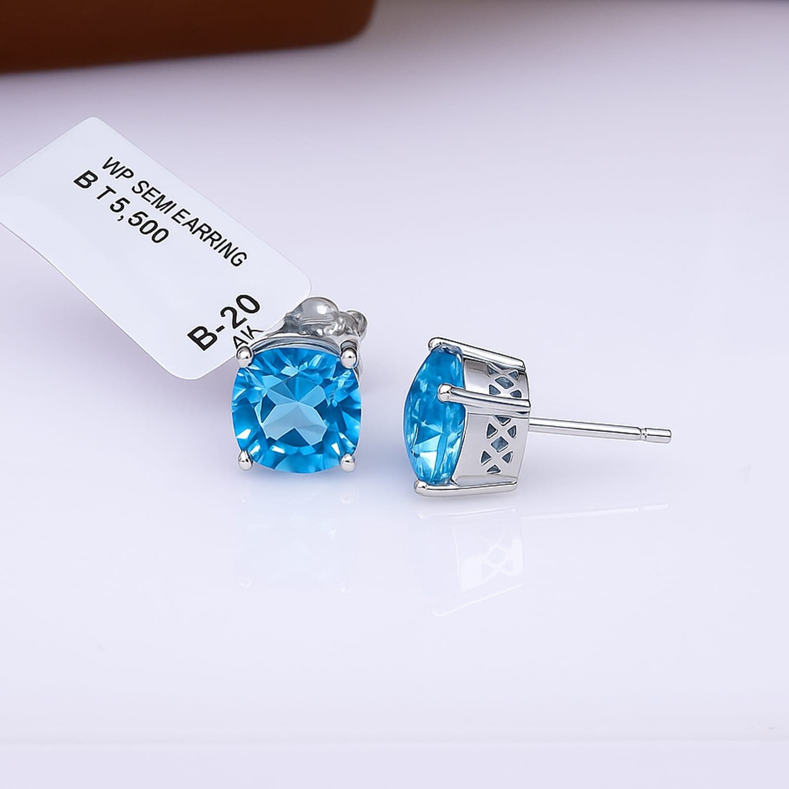 Minimal Blue Topaz Stud Earrings