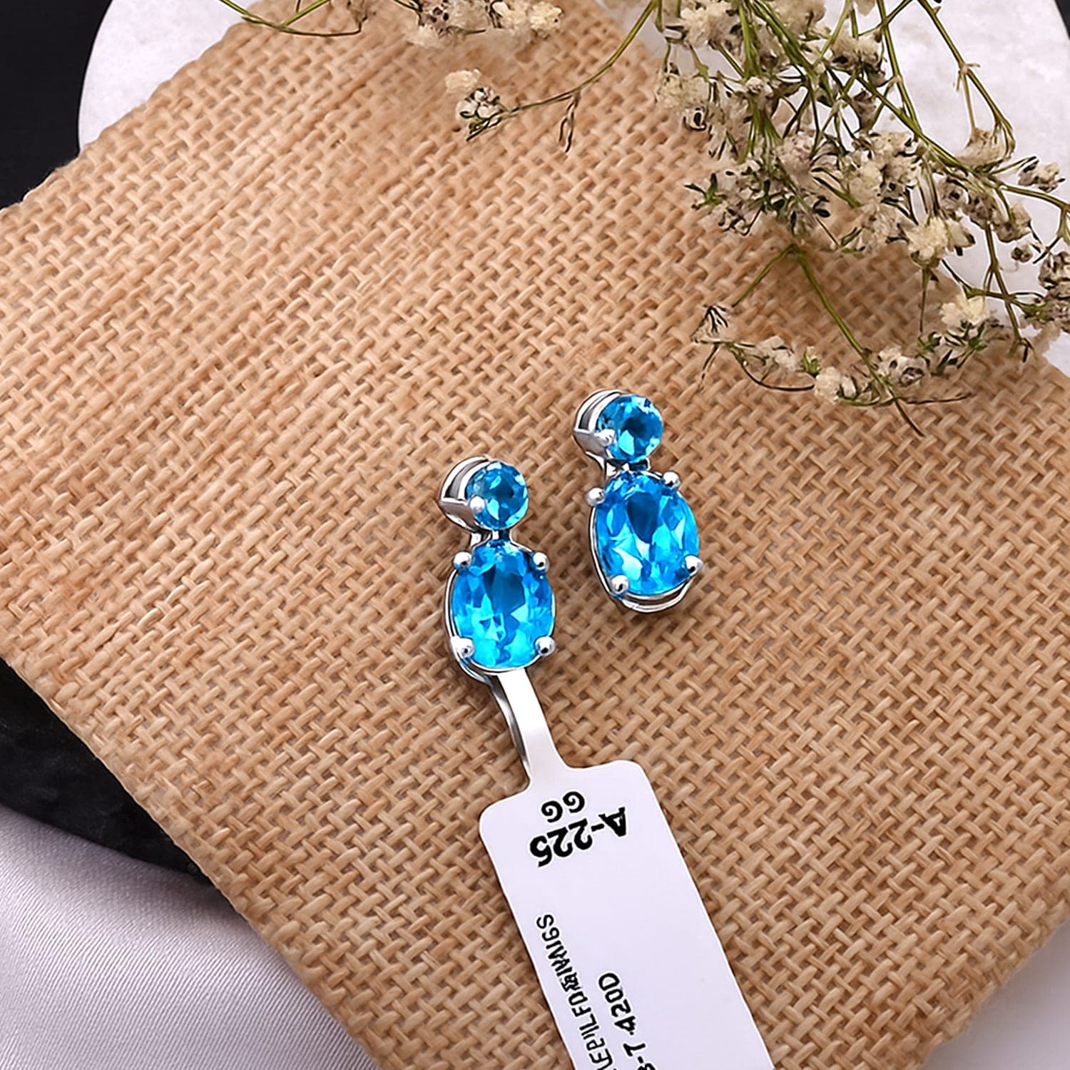 Oval Blue Topaz Drop Earrings | Elegant Statement Jewelry