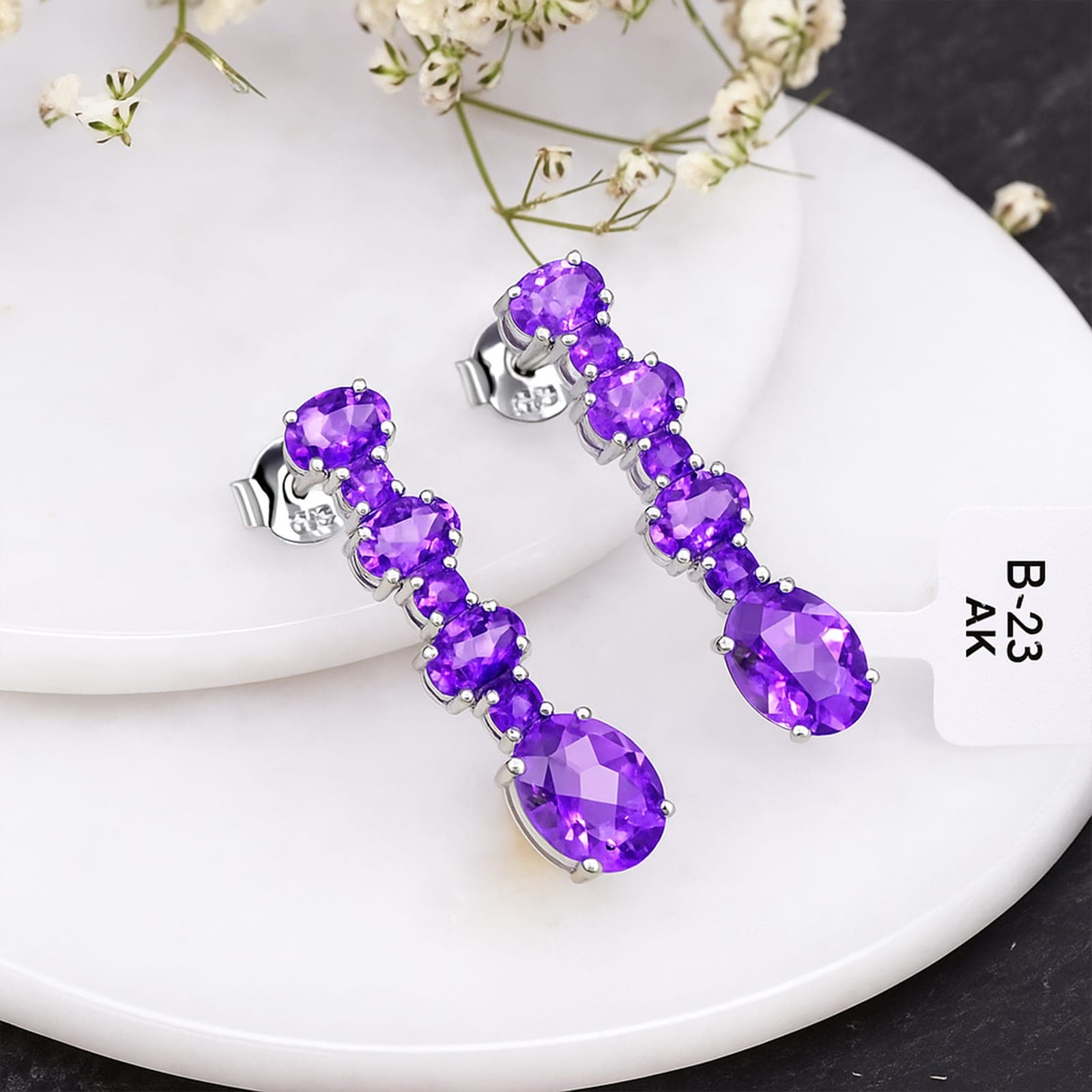 Violetta Cascade Amethyst Dangle Earrings alternate view