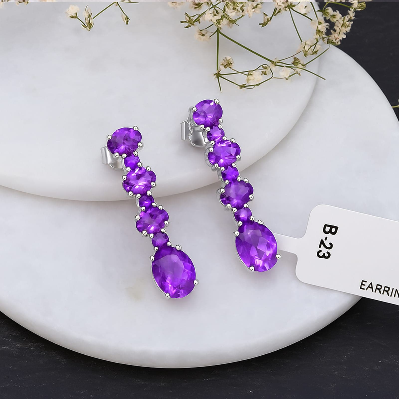 Violetta Cascade Amethyst Dangle Earrings