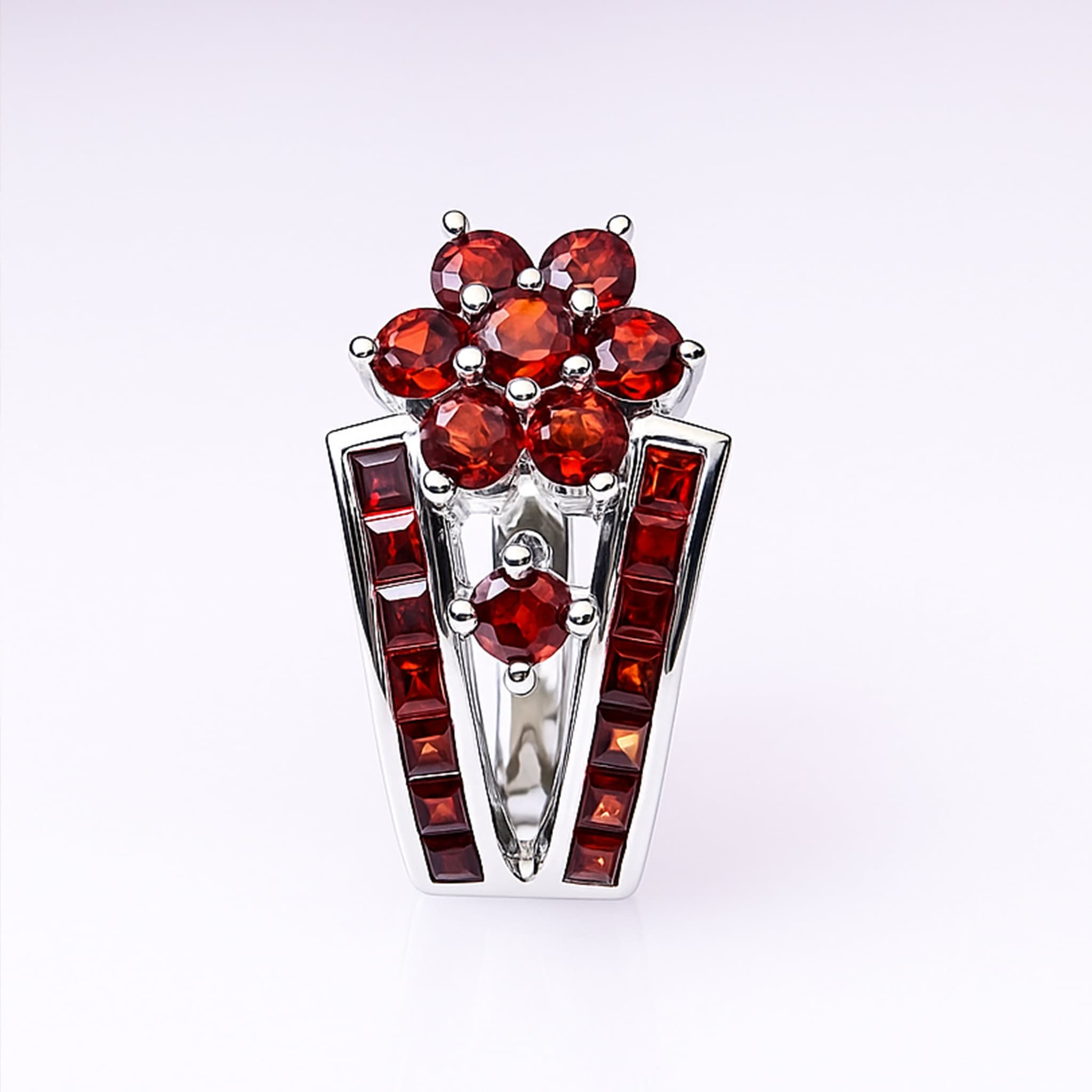 Scarlet Bloom Garnet Hoop Earrings