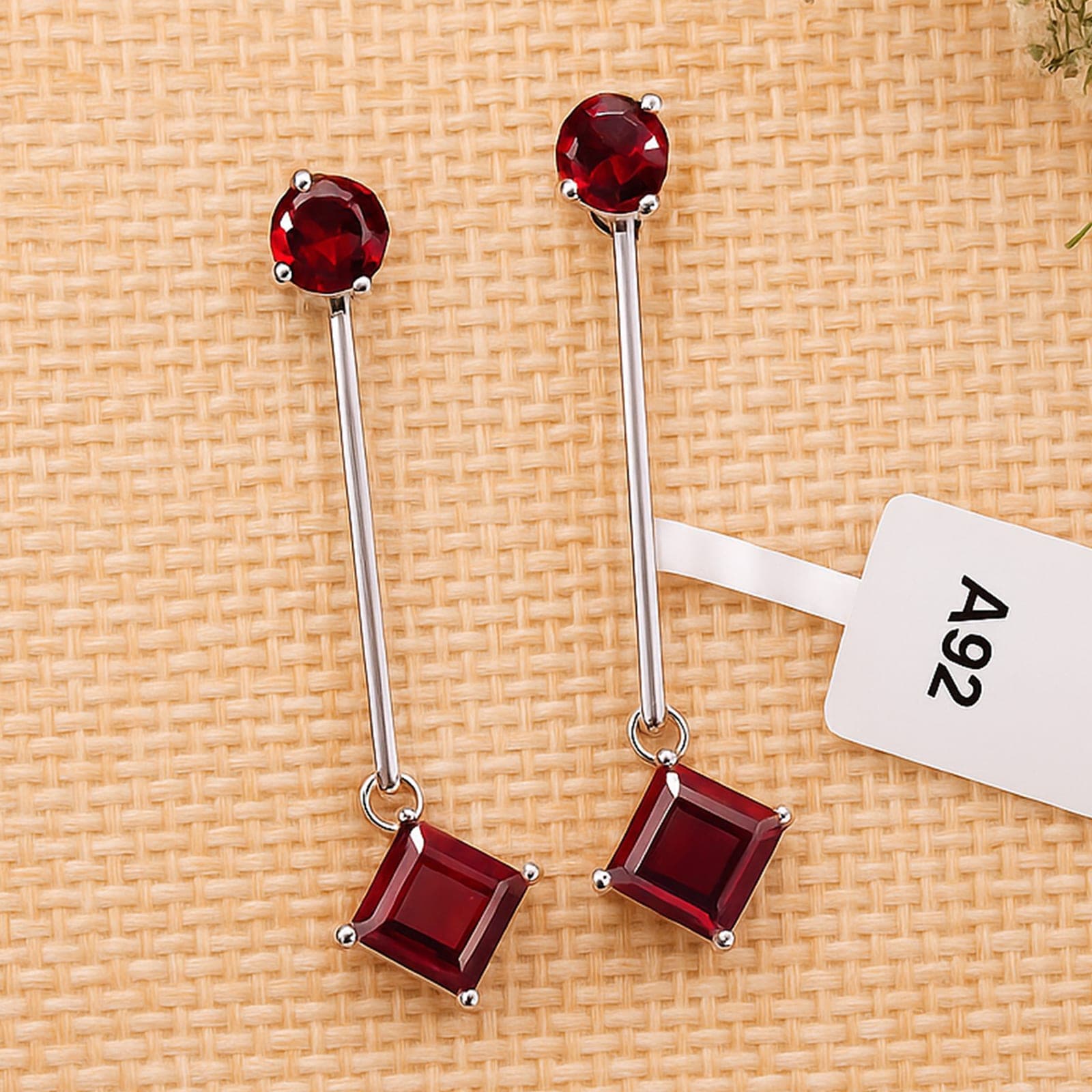 Garnet Linear Drop Earrings