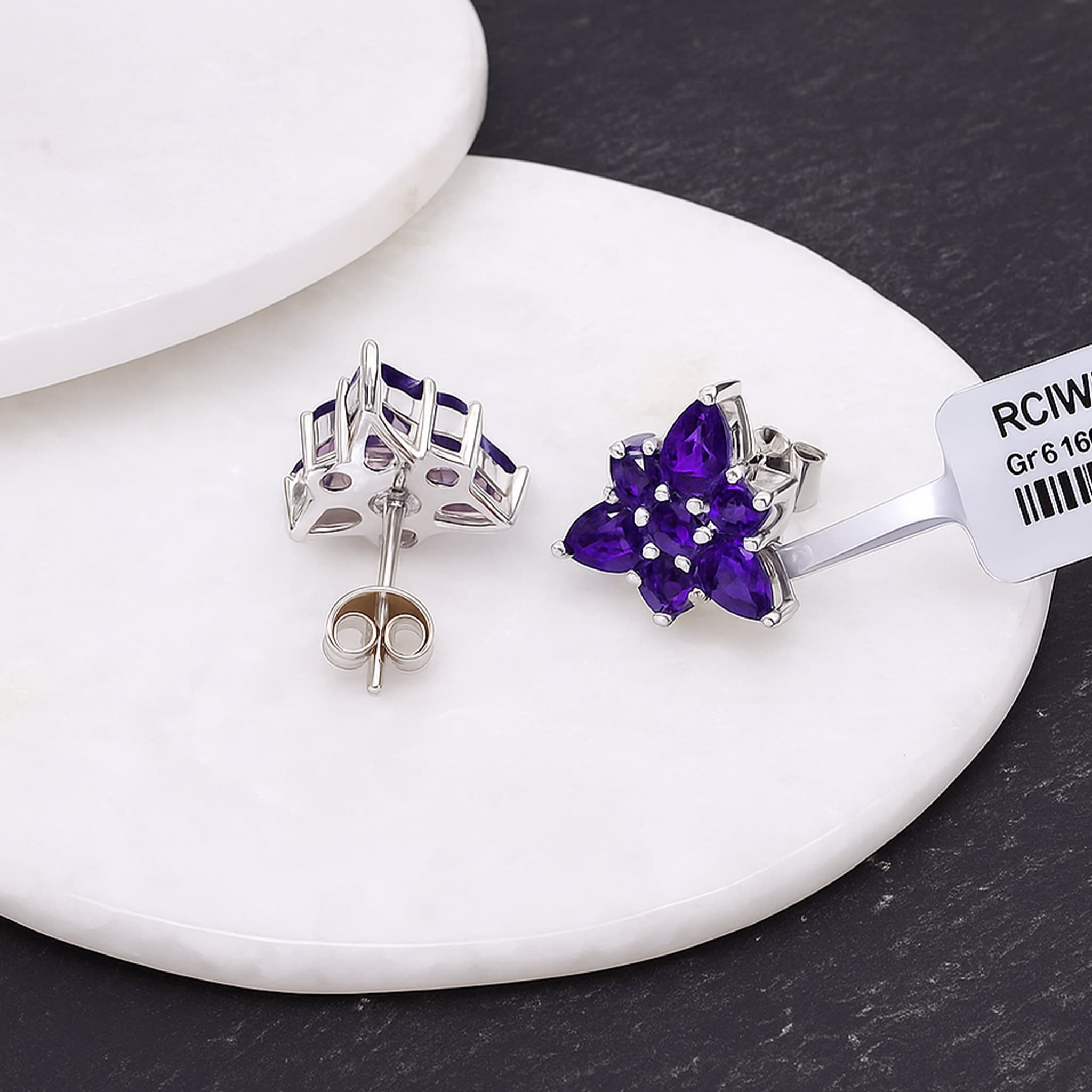 Amethyst Floral Stud Earrings