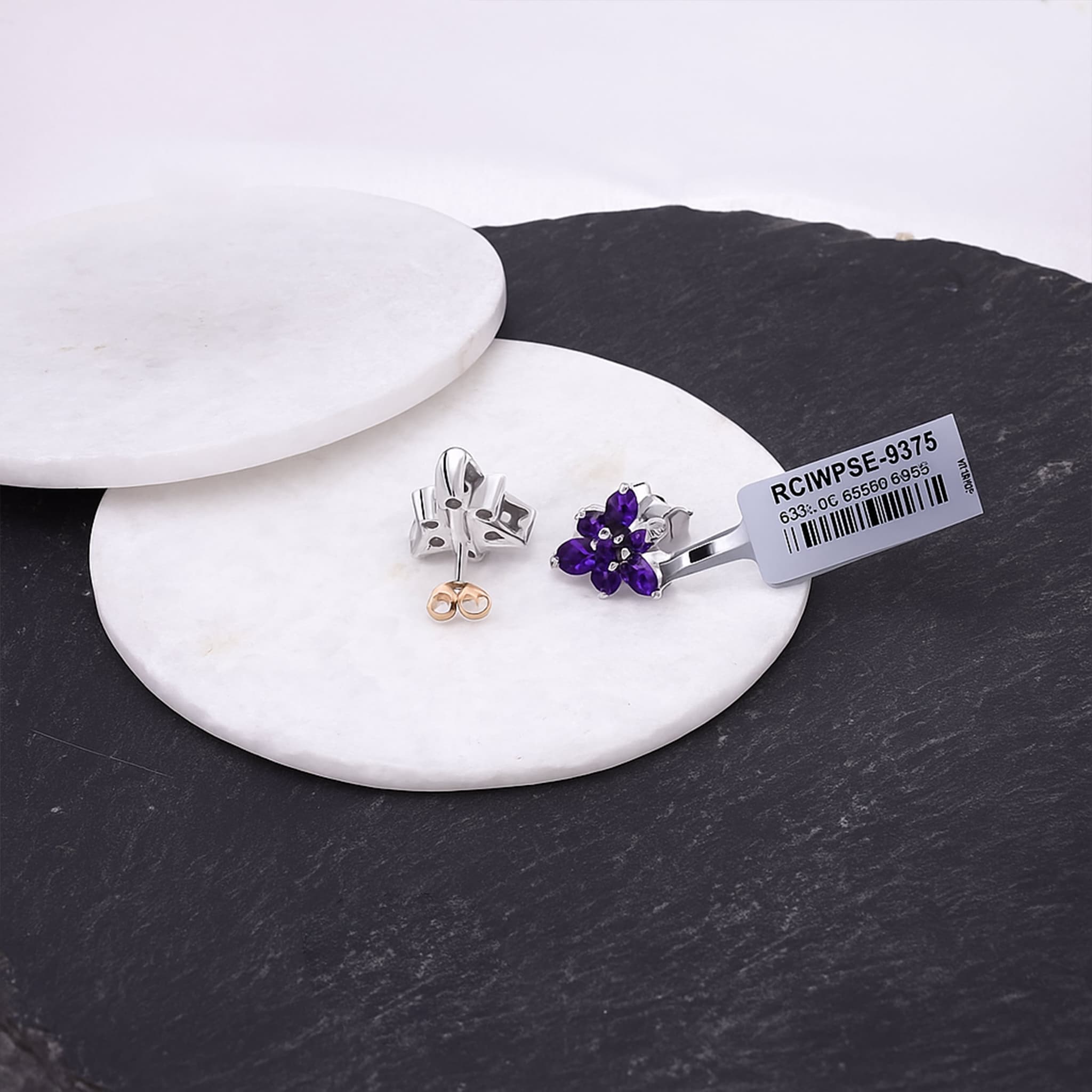 Amethyst Floral Stud Earrings