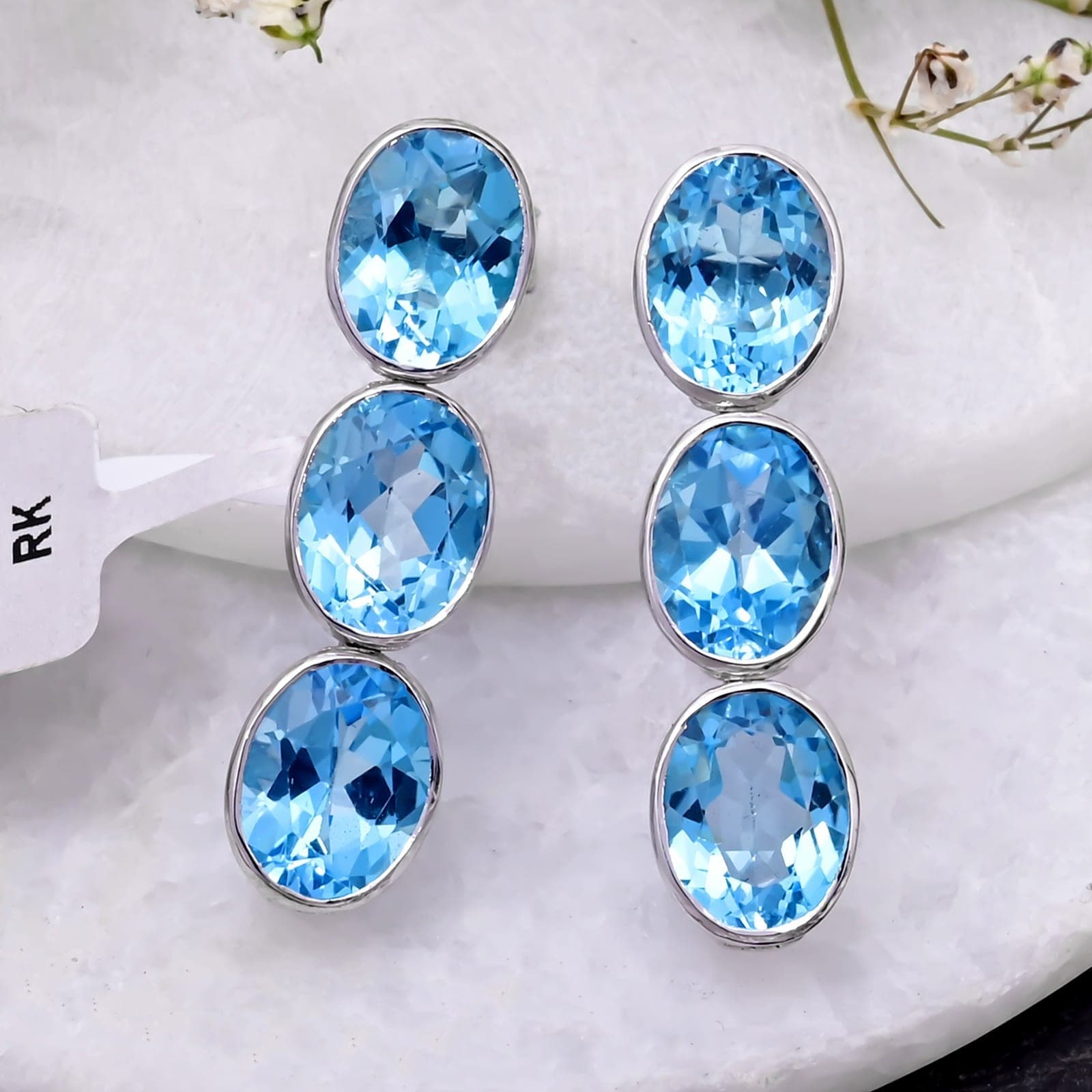 Blue Topaz Dangler Earrings
