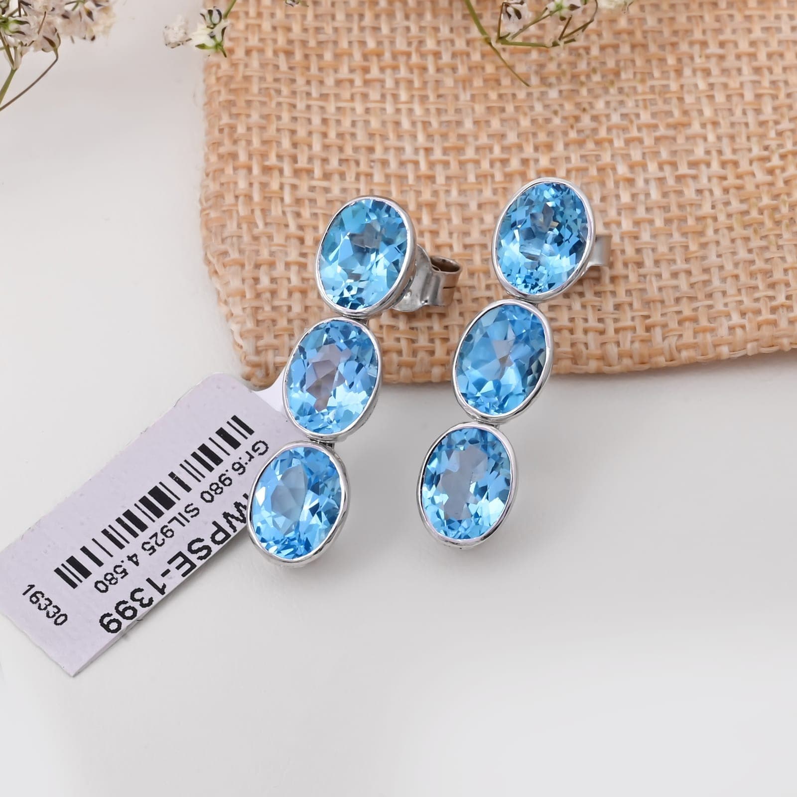 Blue Topaz Dangler Earrings alternate view