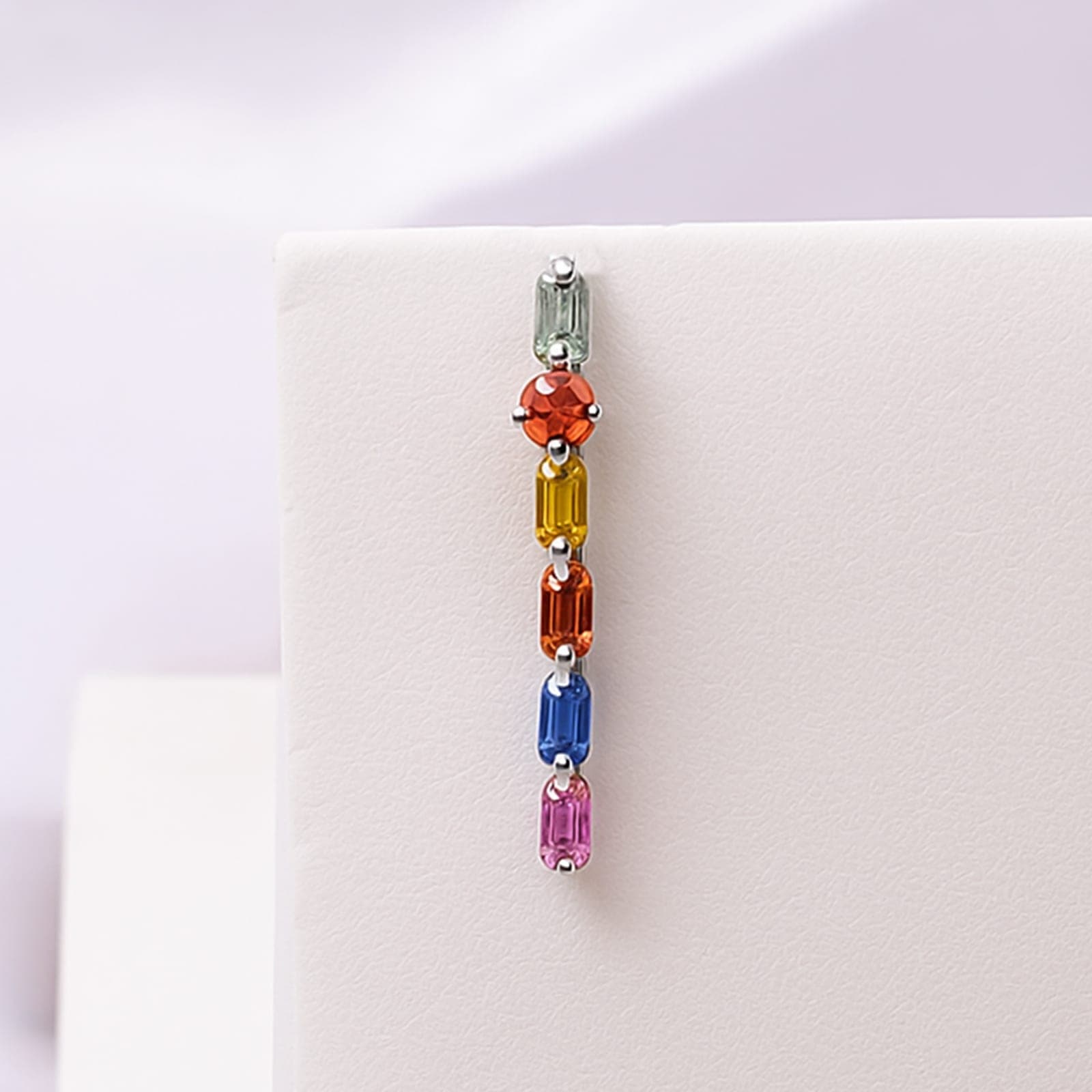 Multi Sapphire Linear Drop Earrings