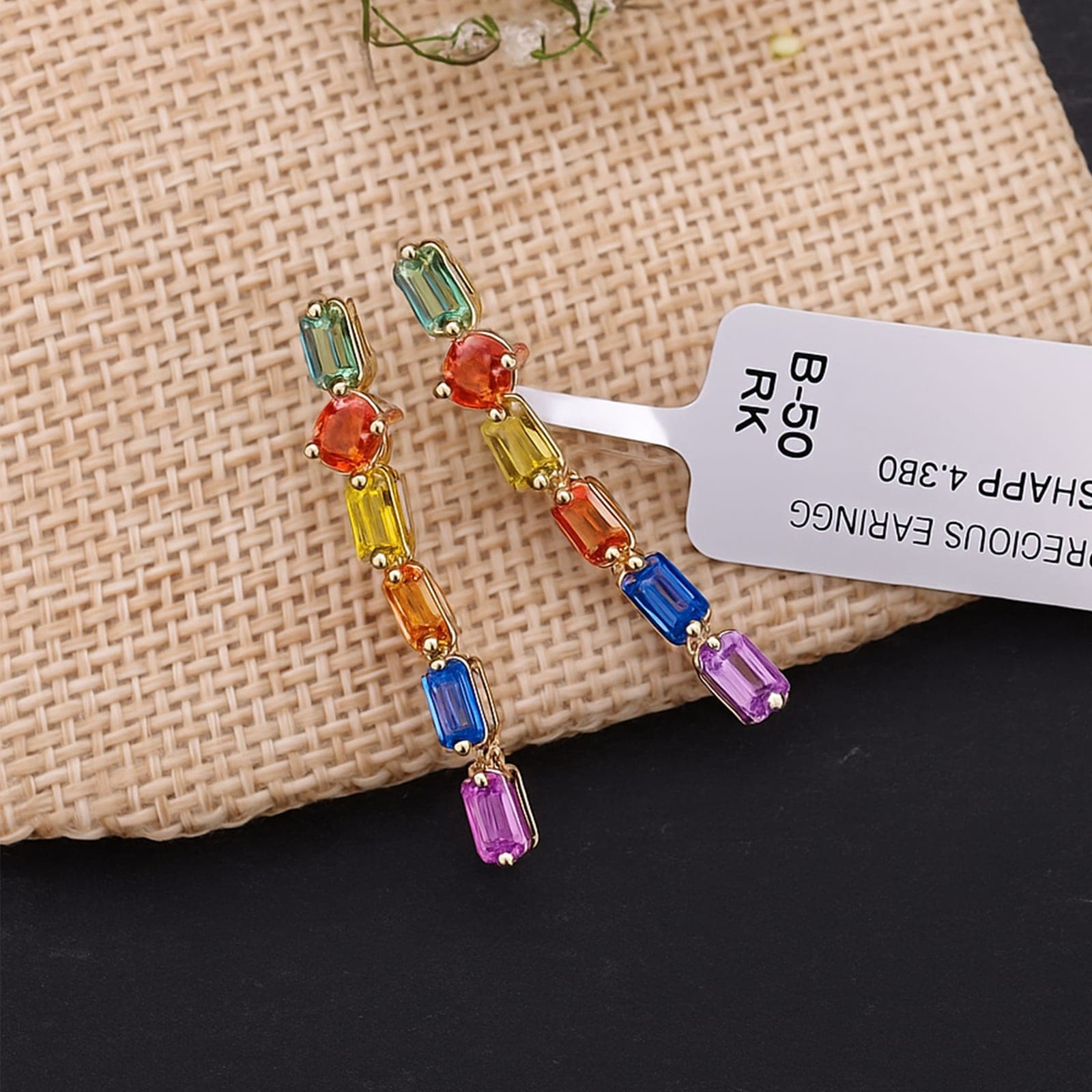 Multi Sapphire Linear Drop Earrings