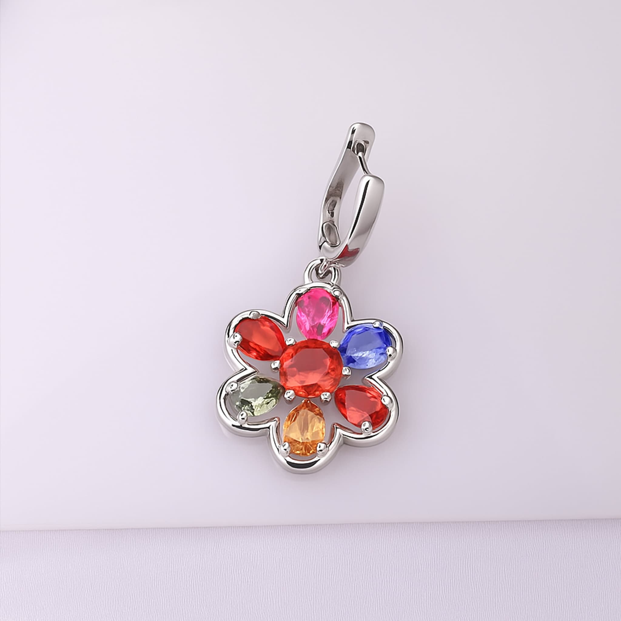 Multi Sapphire Floral Drop Earrings