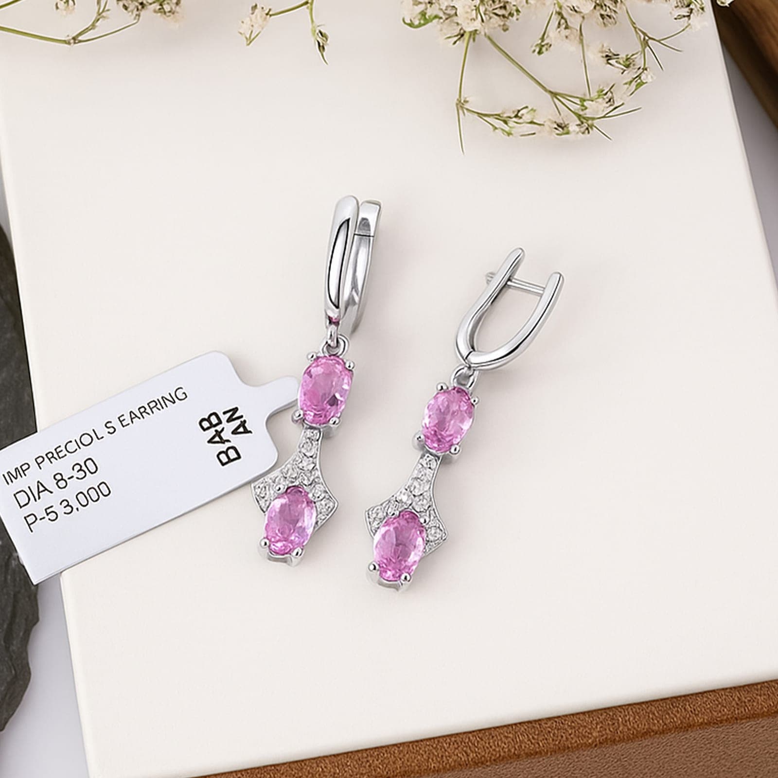 Pink Sapphire Diamond Drop Earrings