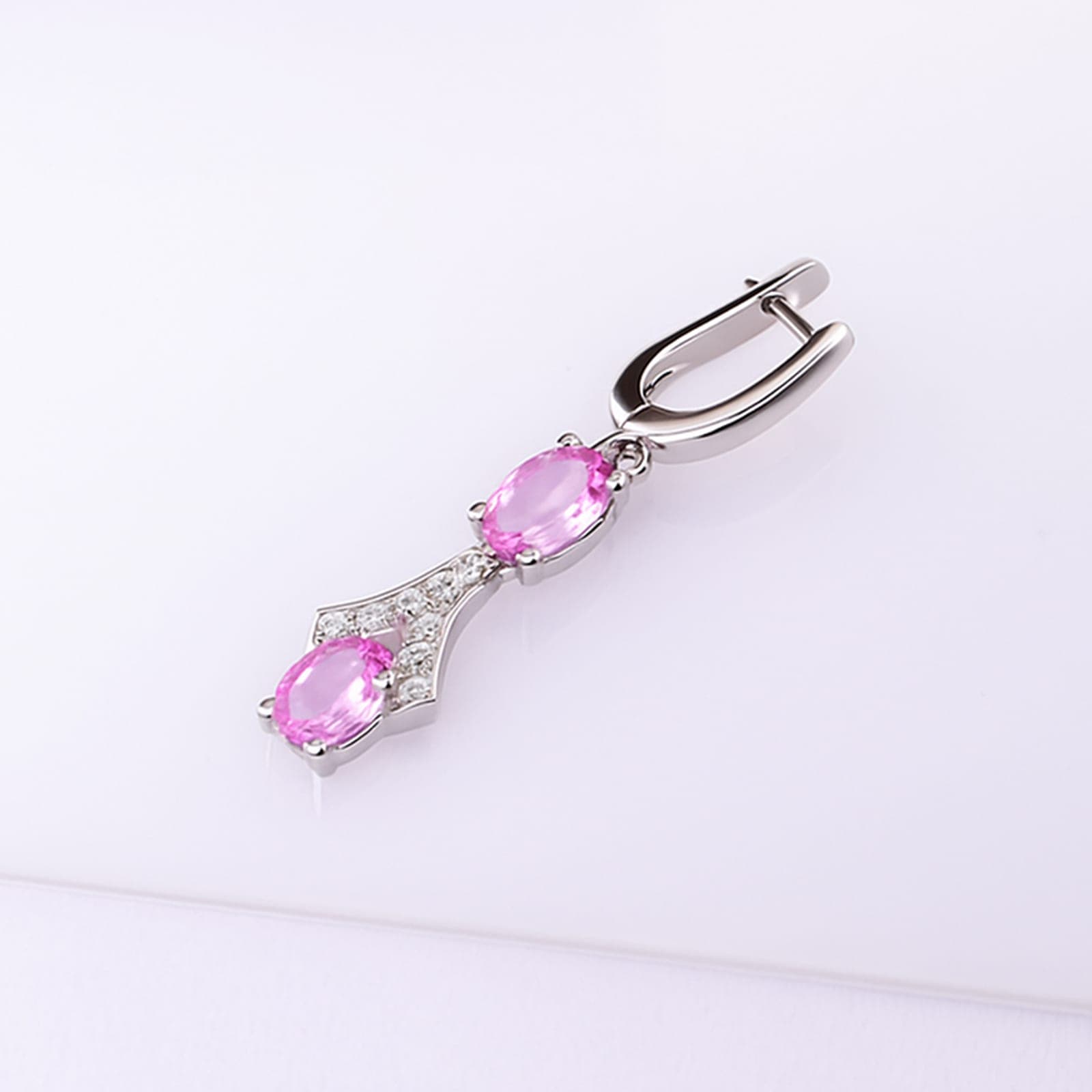 Pink Sapphire Diamond Drop Earrings
