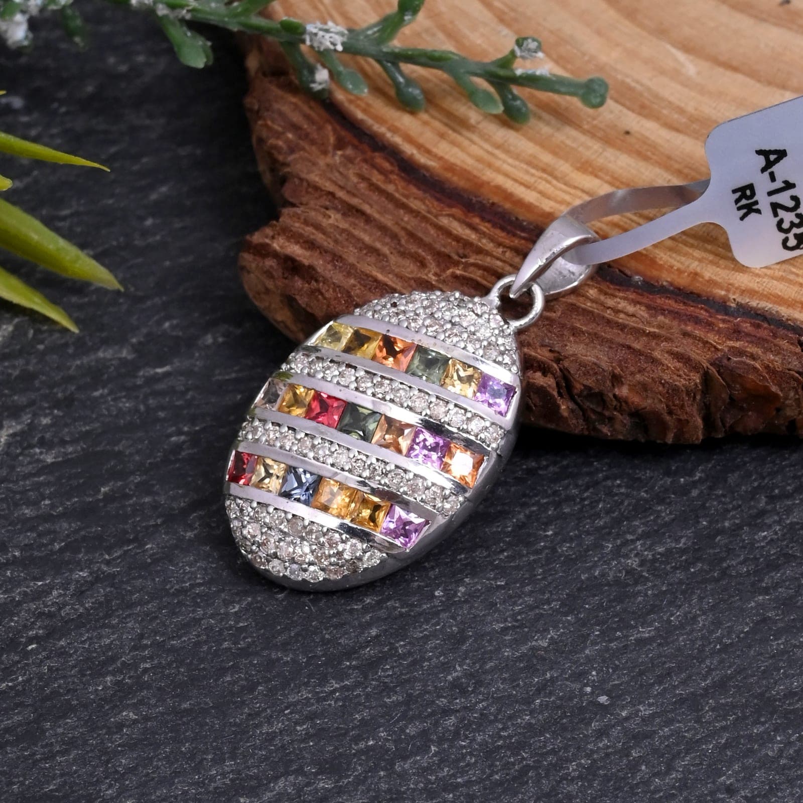 Rainbow Sapphire Silver Statement Pendant