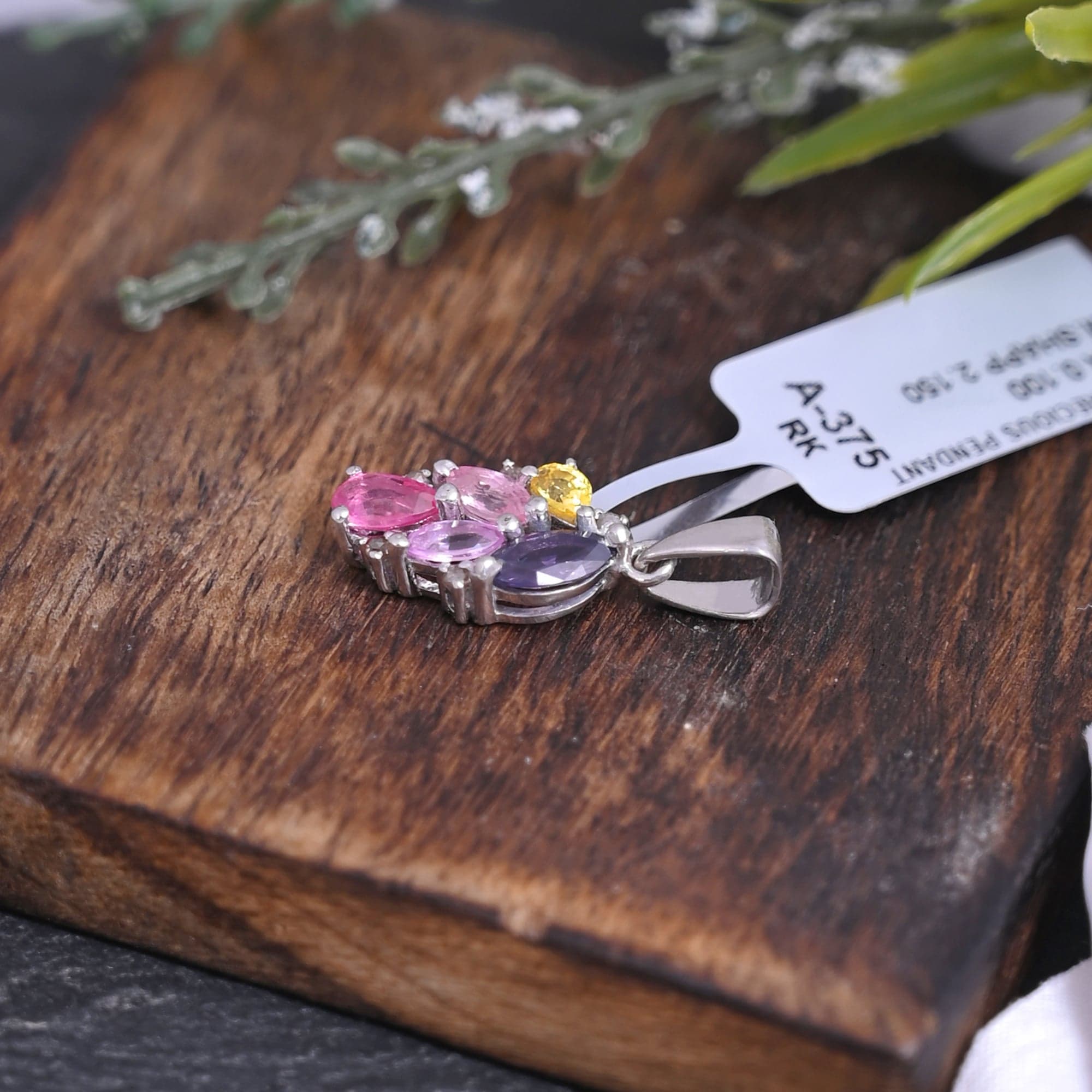 Multi Sapphire Cluster Silver Pendant
