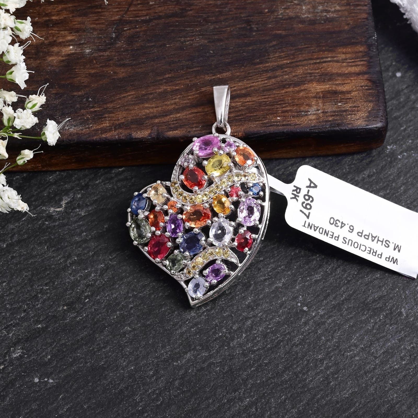 Colorful Gemstone Heart Necklace