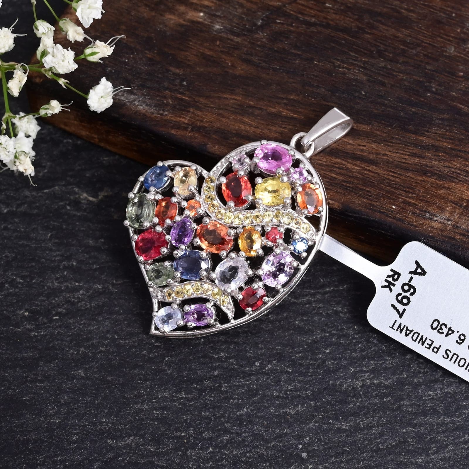 Colorful Gemstone Heart Necklace alternate view