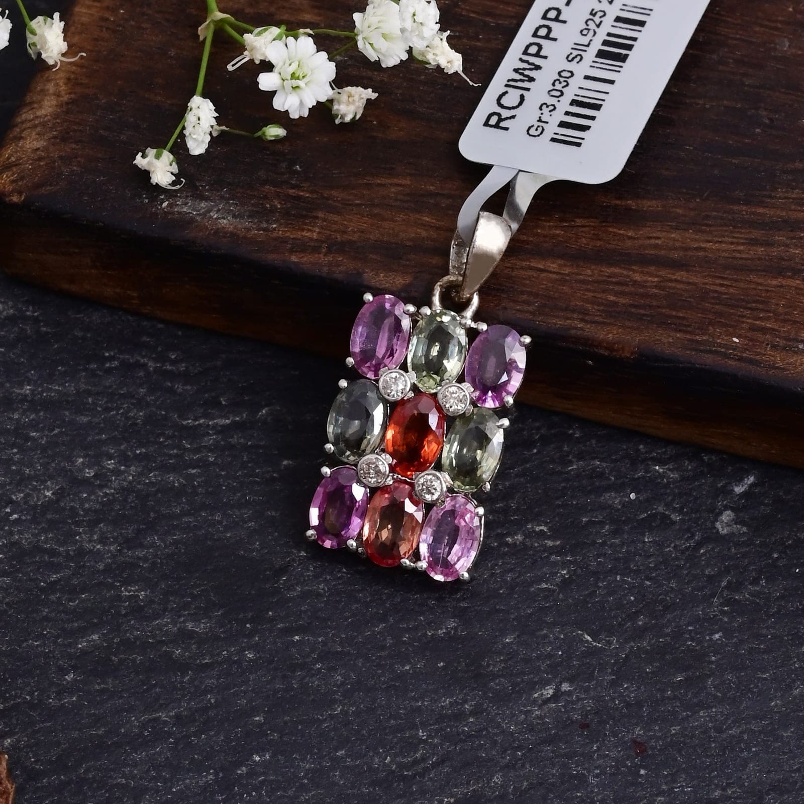 Colorful Sapphire Pendant Charm