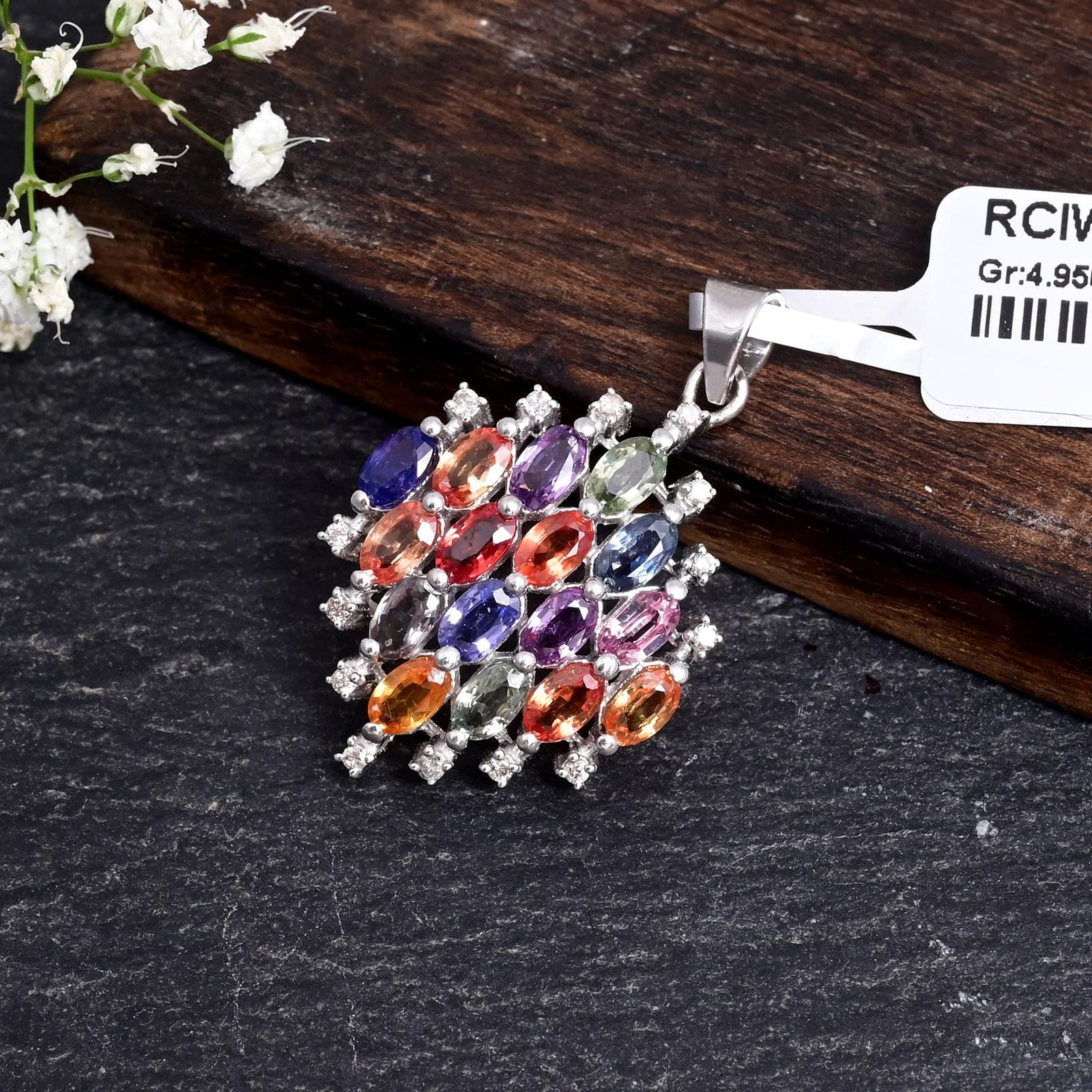 Colorful Sapphire Pendant Charm
