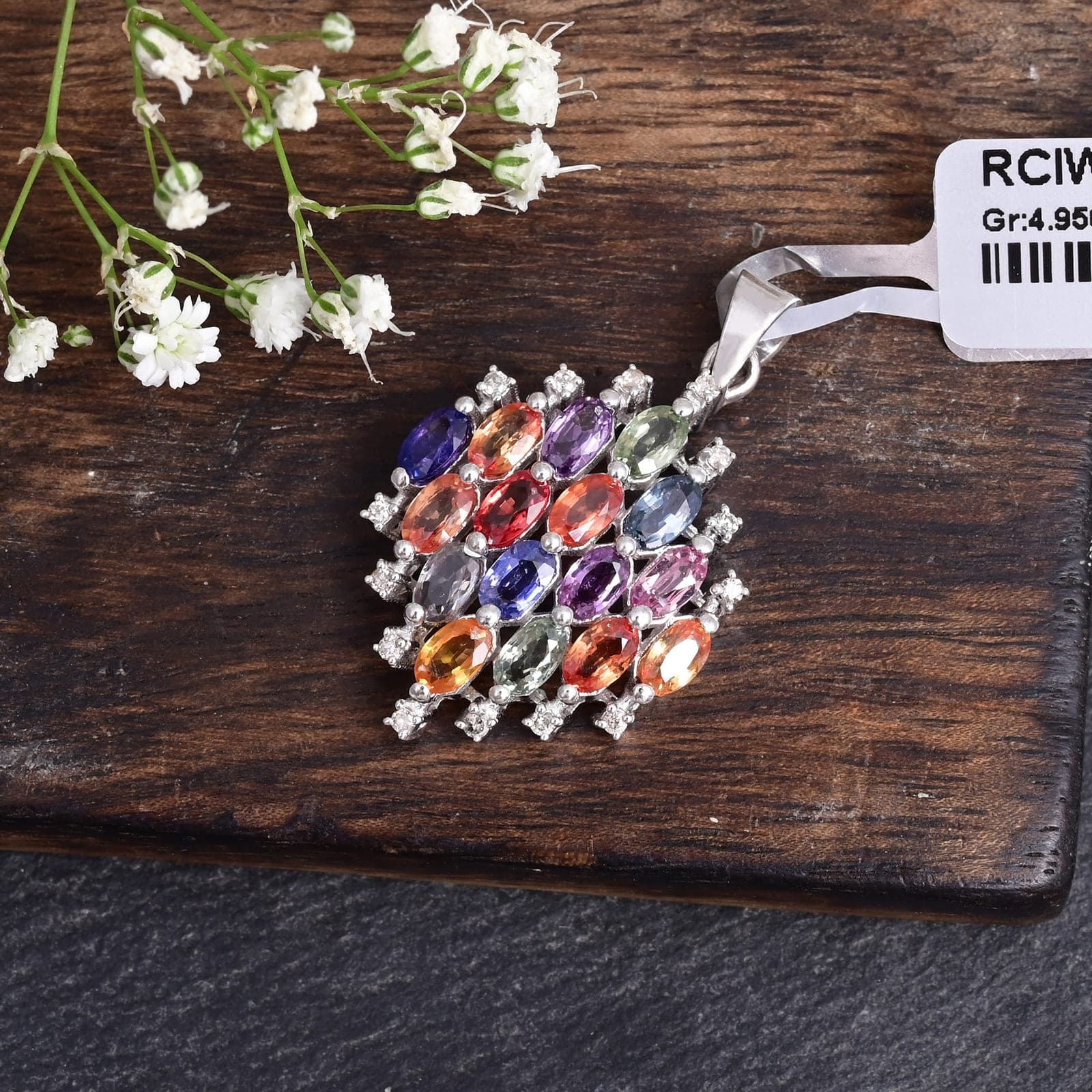 Colorful Sapphire Pendant Charm alternate view