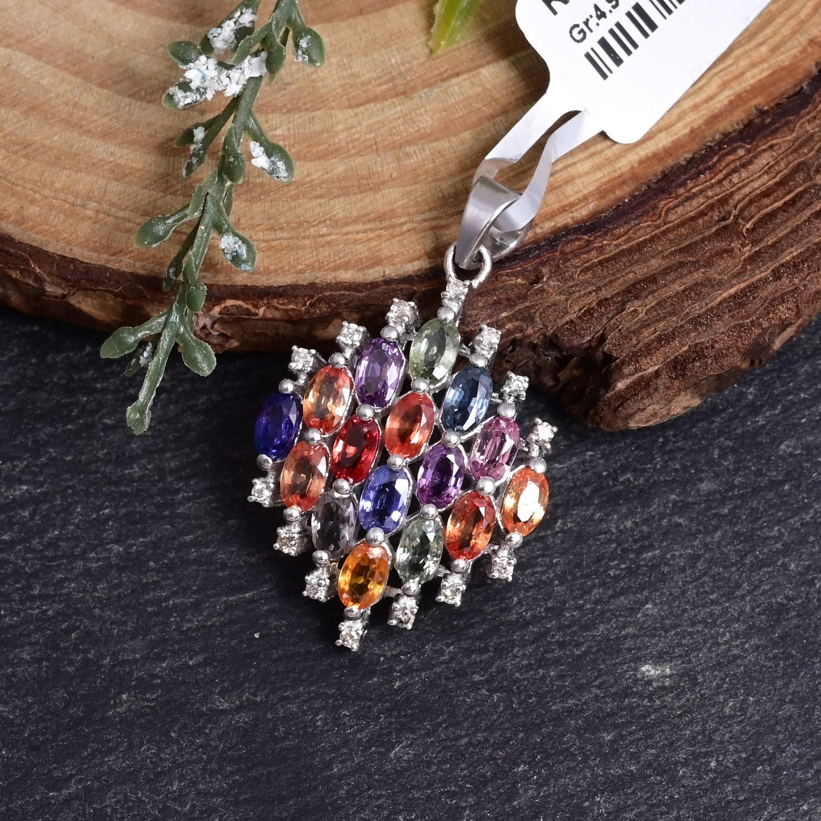Colorful Sapphire Pendant Charm