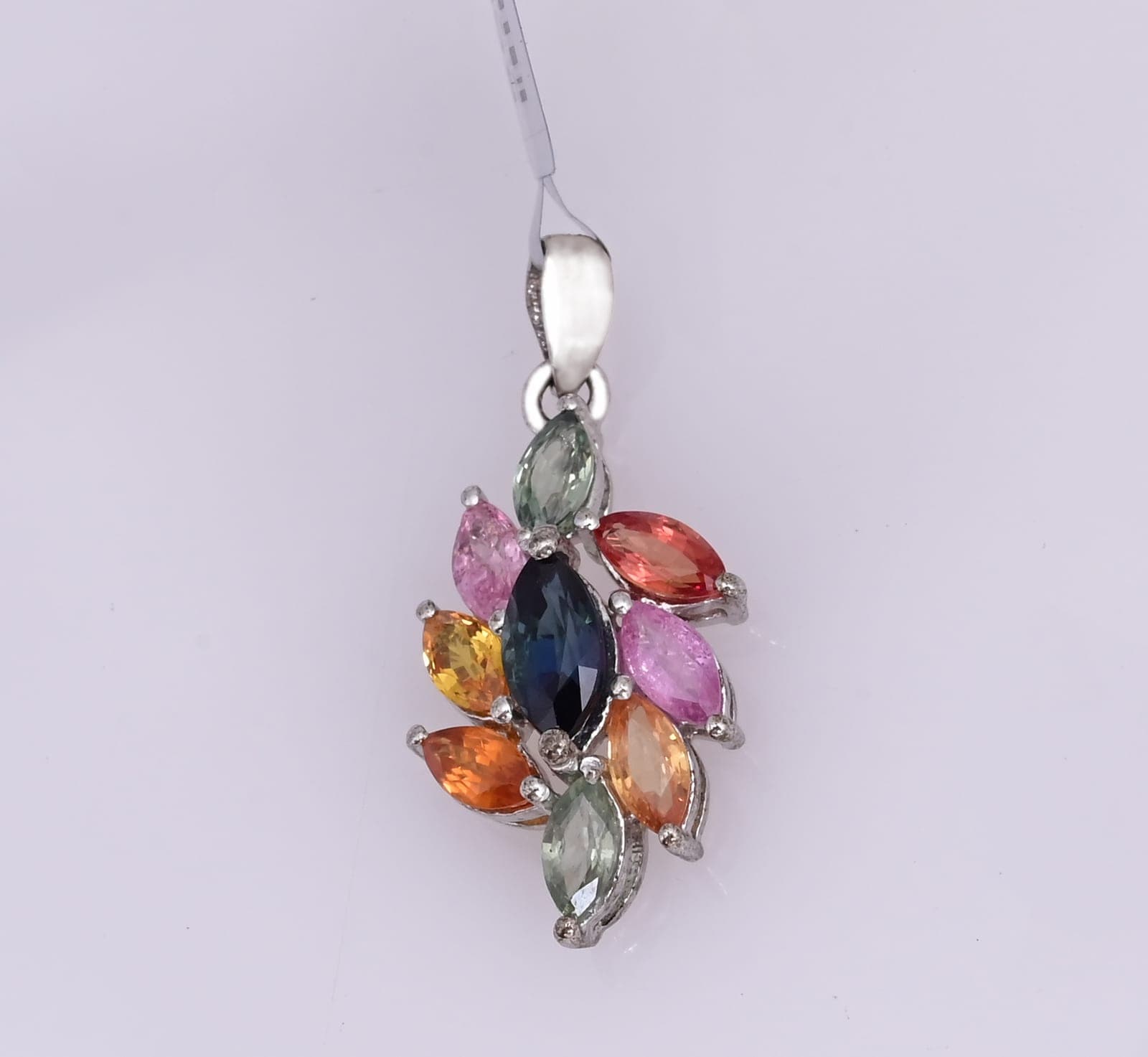 Multi Sapphire Floral Pendant