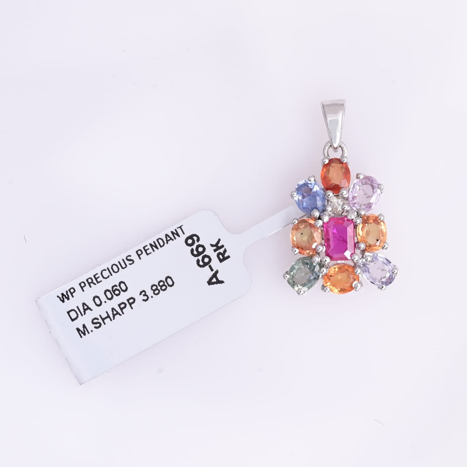Colorful Sapphire Cluster Necklace