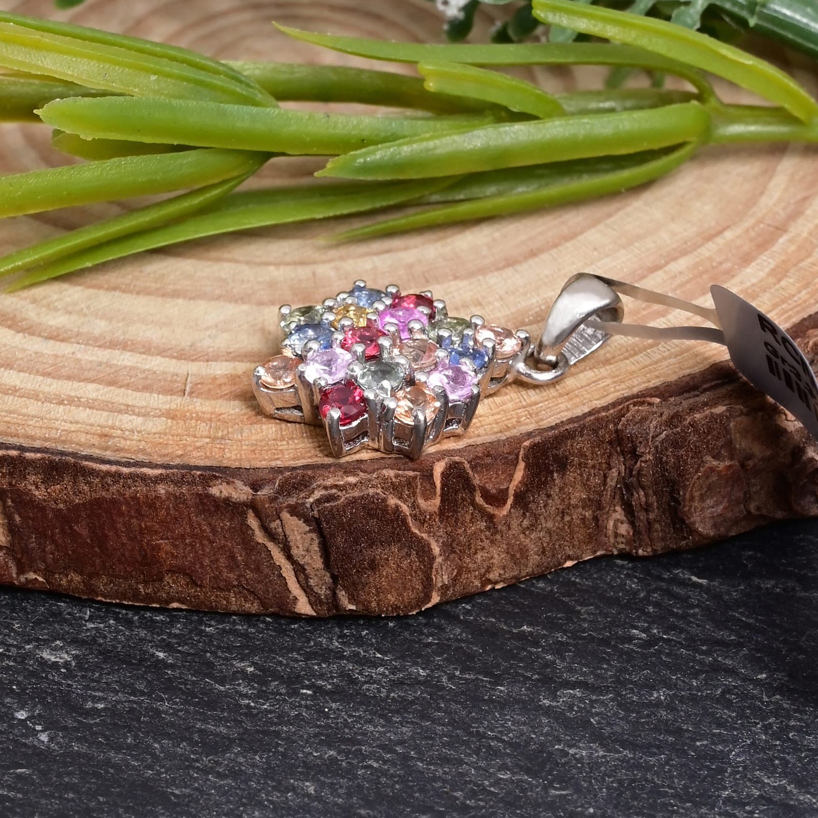 Multi Sapphire Pendant with Chain