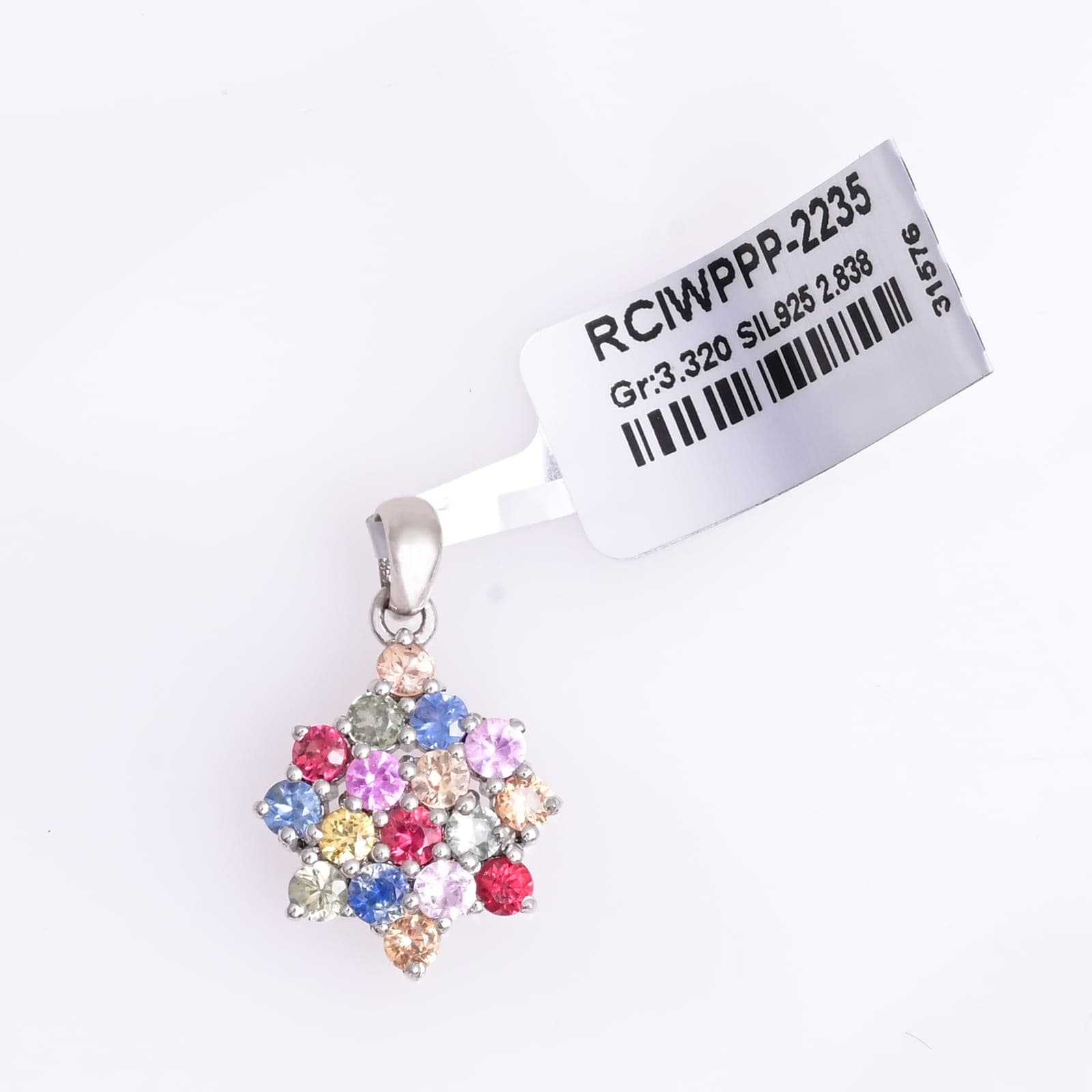 Multi Sapphire Pendant with Chain