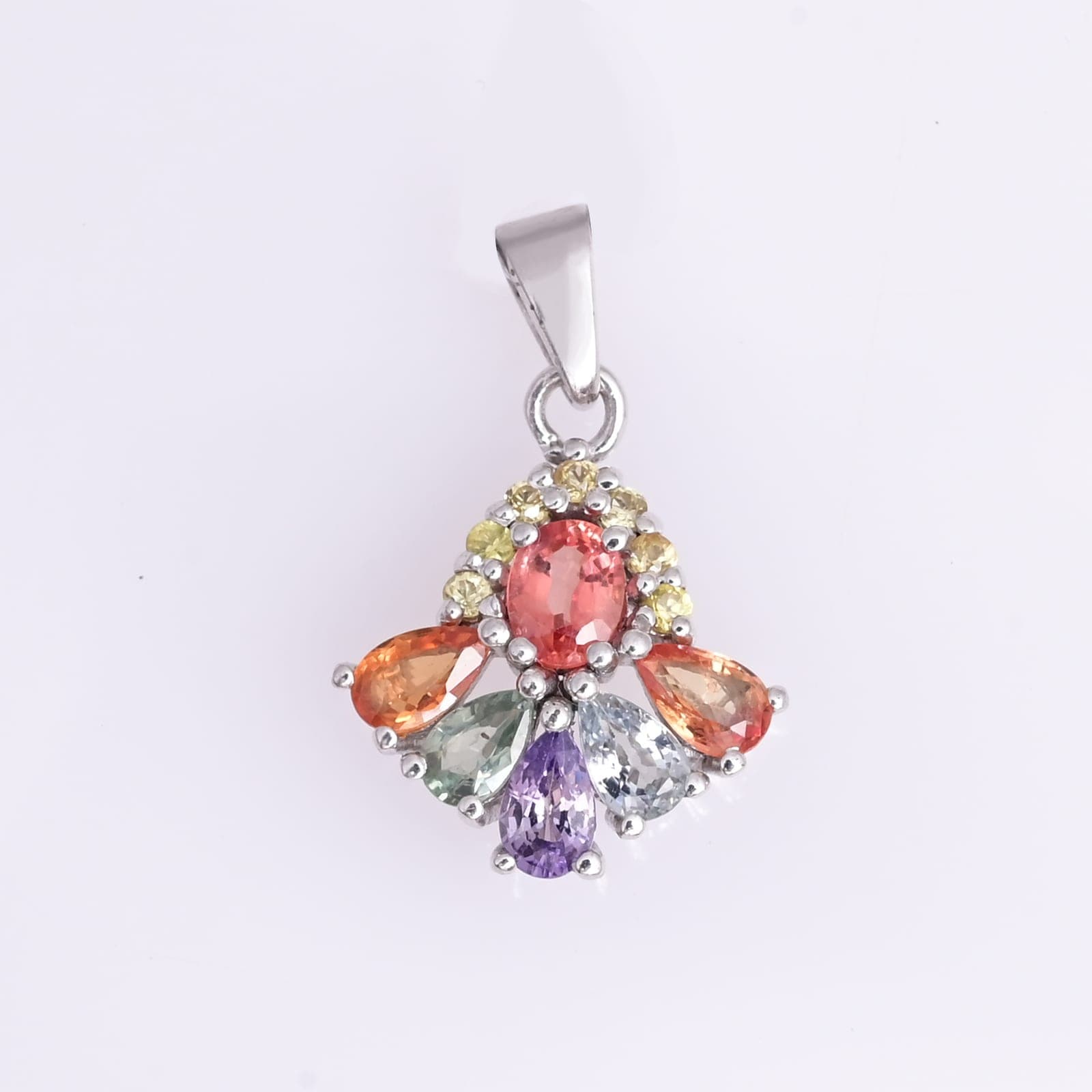 Celestial Bloom Multi Sapphire Pendant Necklace
