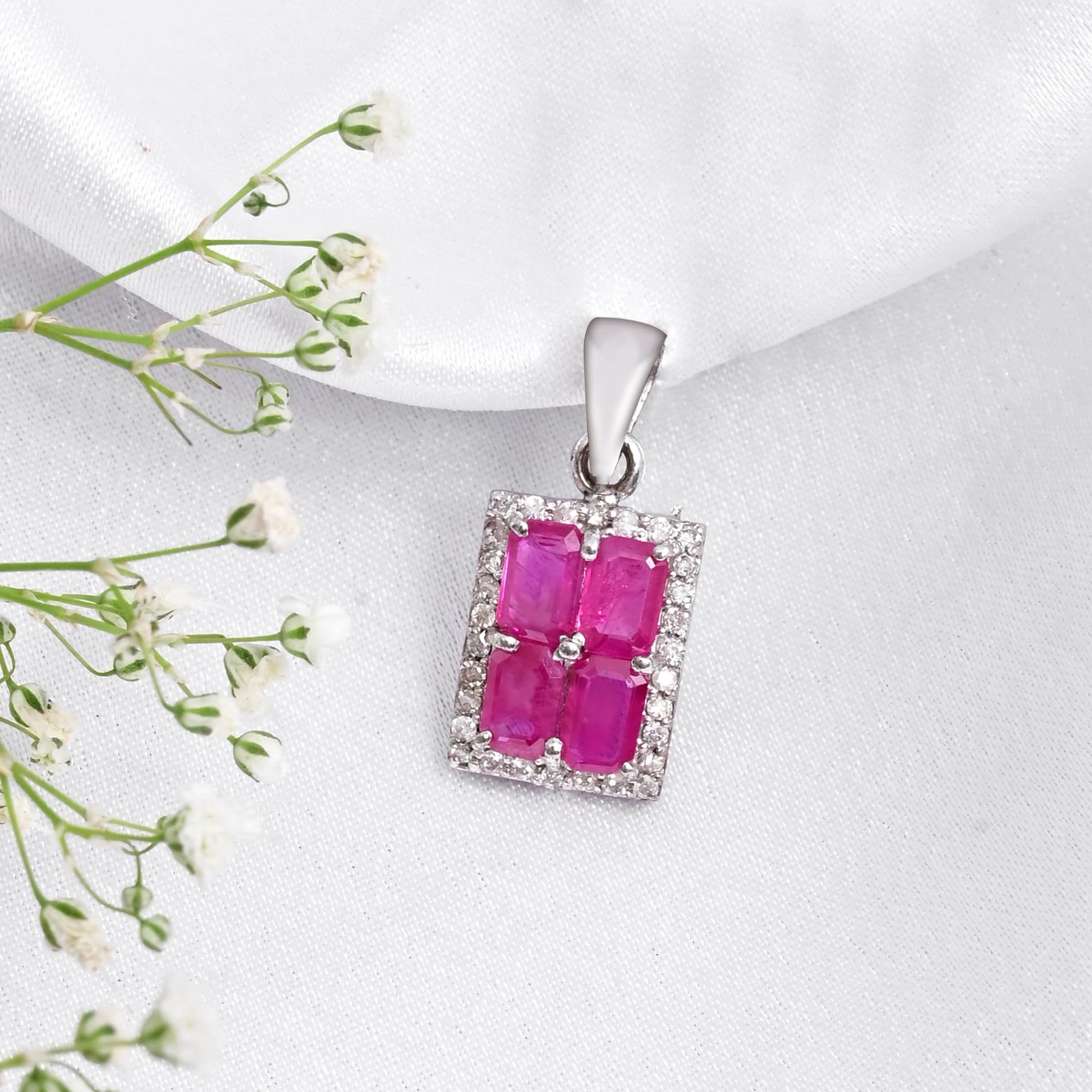 Royal Blush Ruby Diamond Pendant Necklace