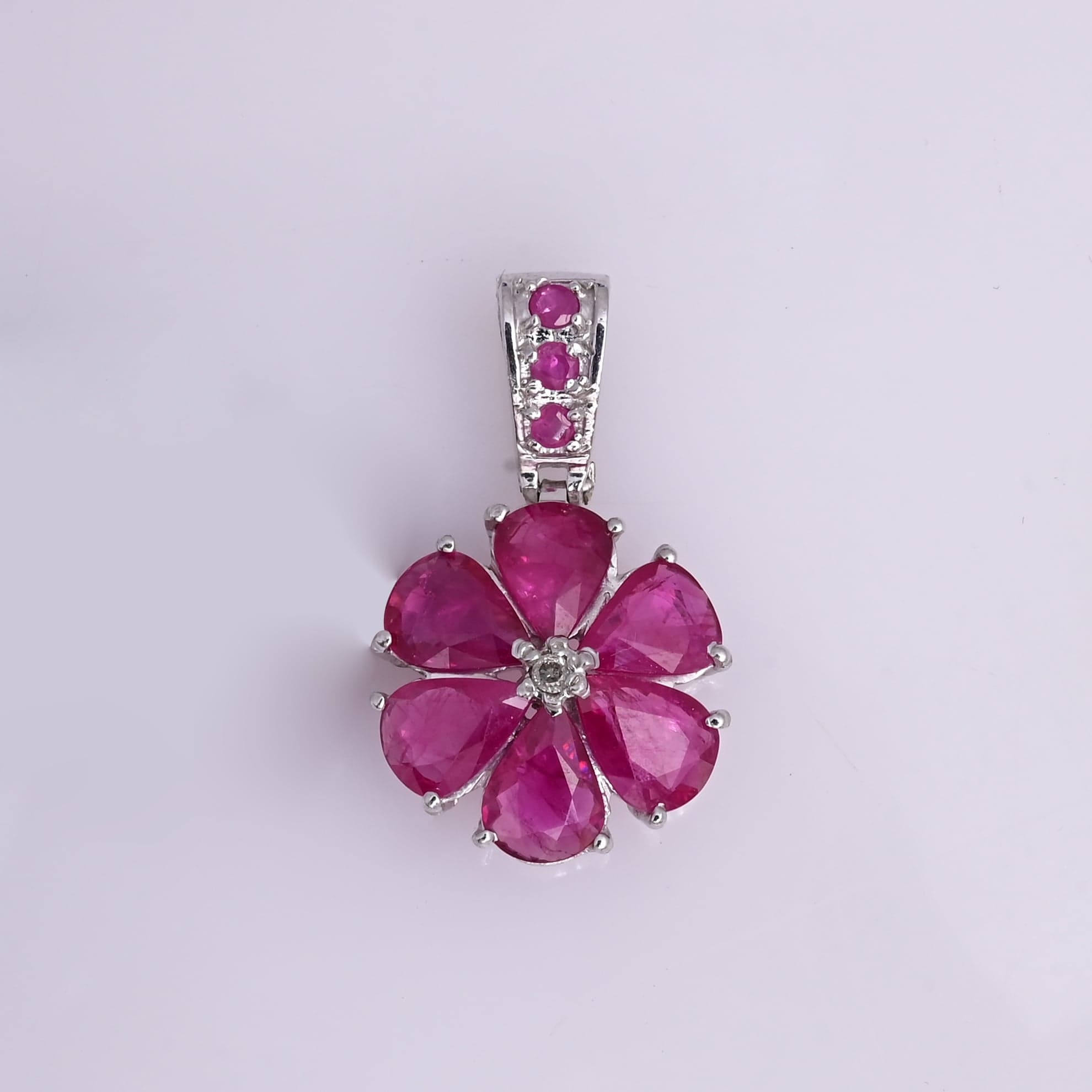 Blossom Radiance Ruby Flower Pendant Necklace