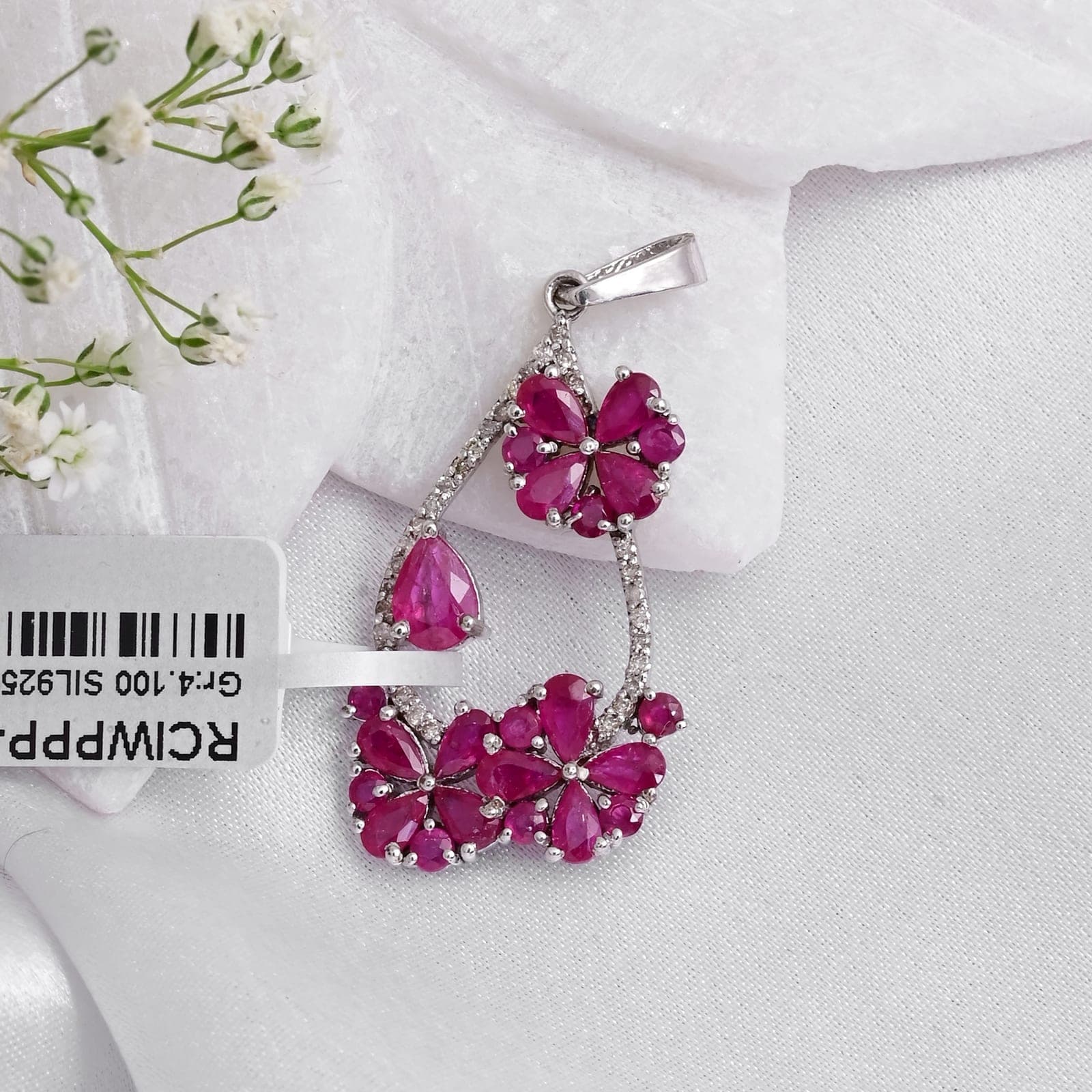 Enchanted Bloom Ruby Diamond Statement Pendant Necklace