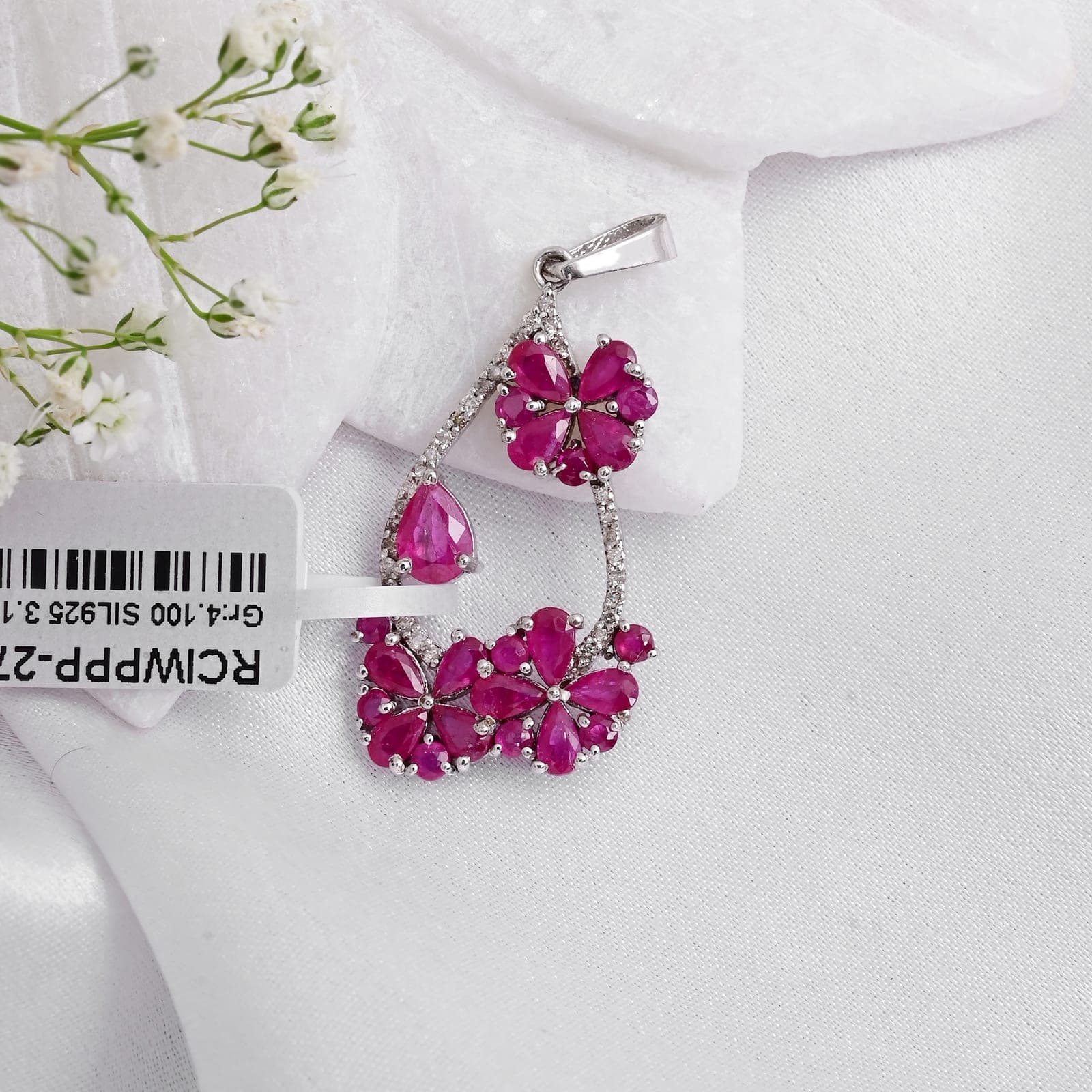 Enchanted Bloom Ruby Diamond Statement Pendant Necklace alternate view
