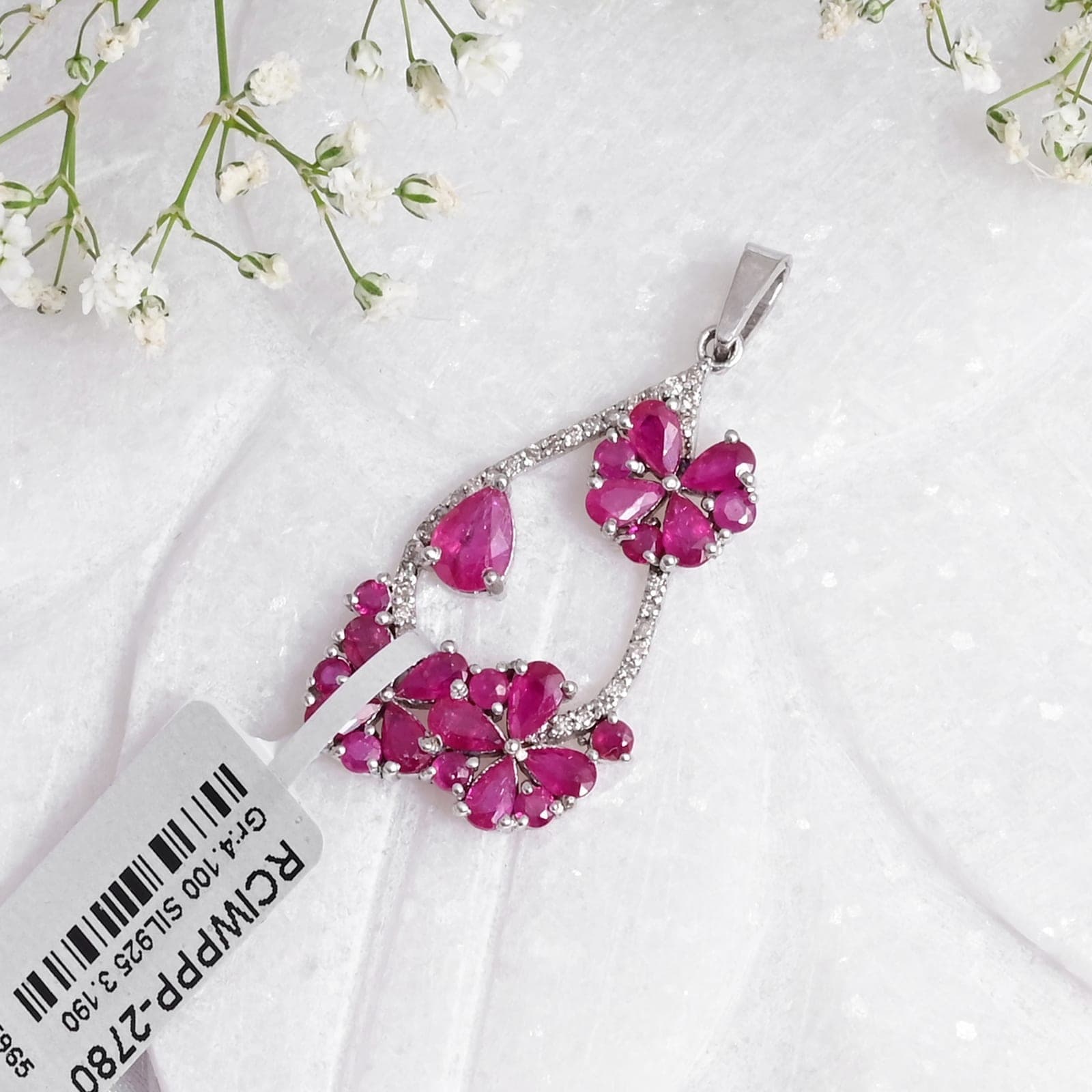 Enchanted Bloom Ruby Diamond Statement Pendant Necklace