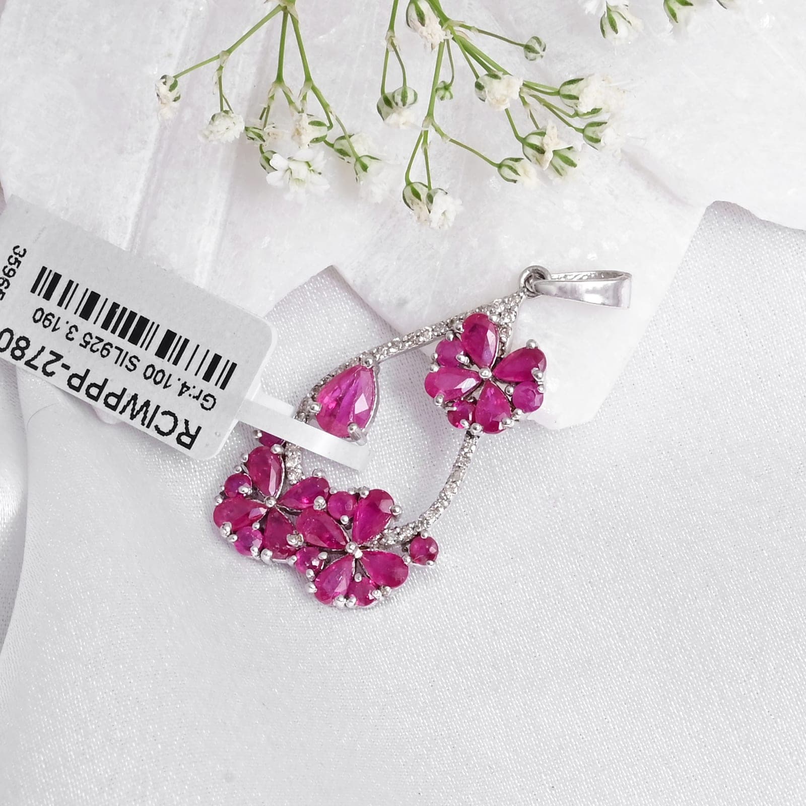 Enchanted Bloom Ruby Diamond Statement Pendant Necklace