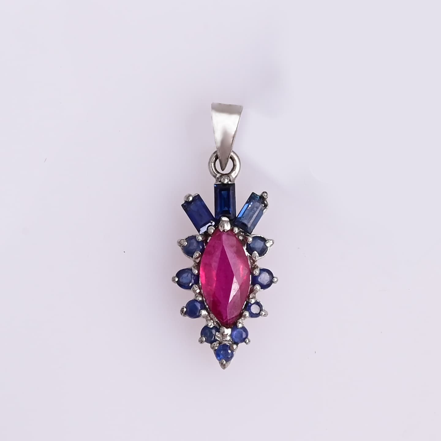 Royal Scarlet Sapphire Halo Pendant