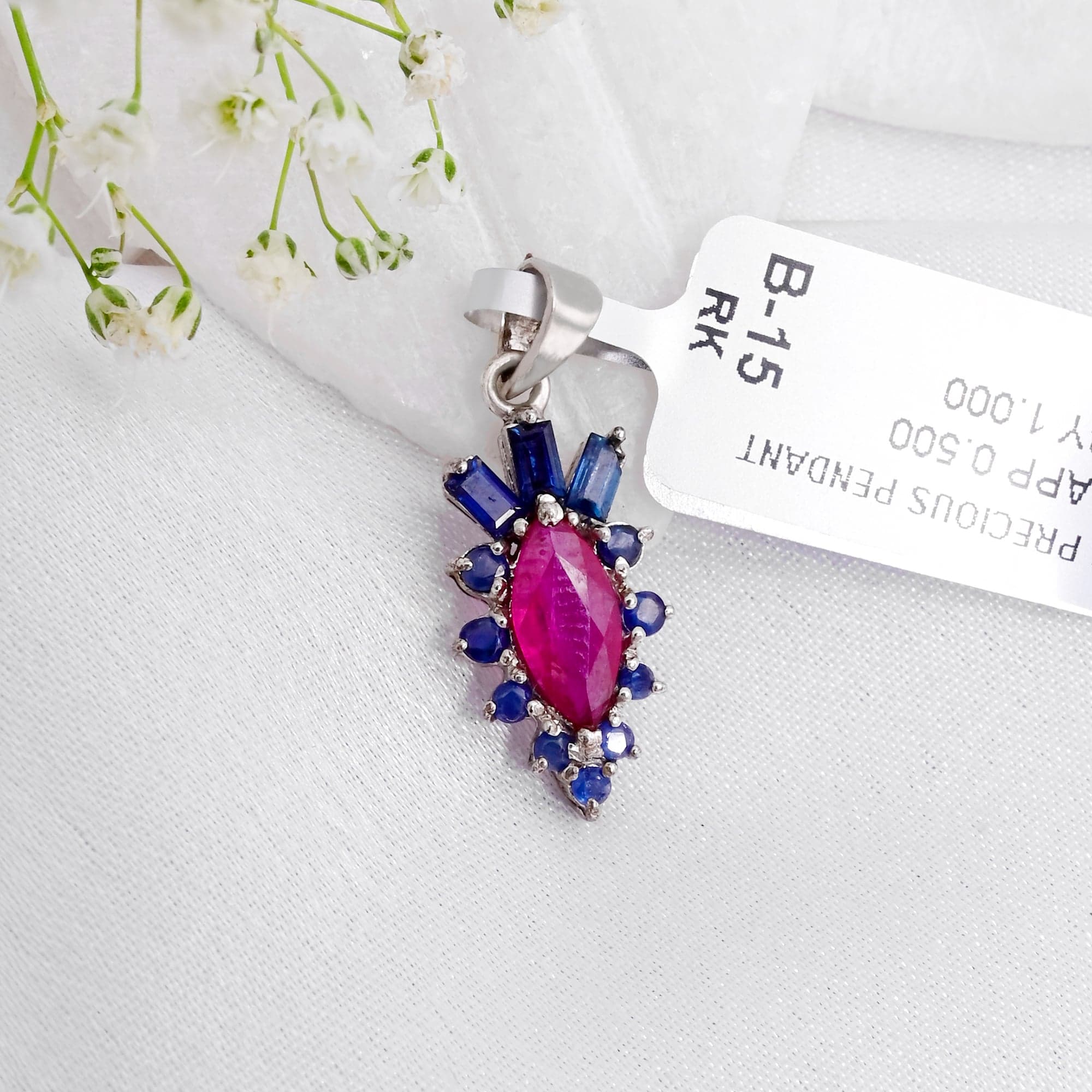 Royal Scarlet Sapphire Halo Pendant