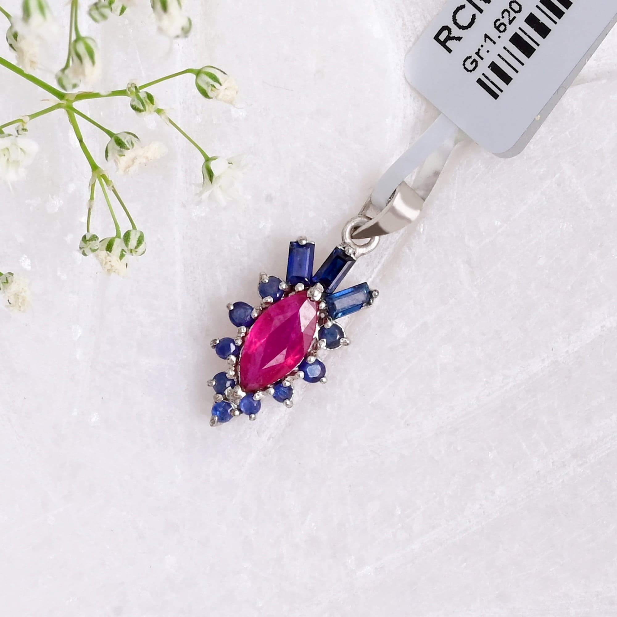 Royal Scarlet Sapphire Halo Pendant
