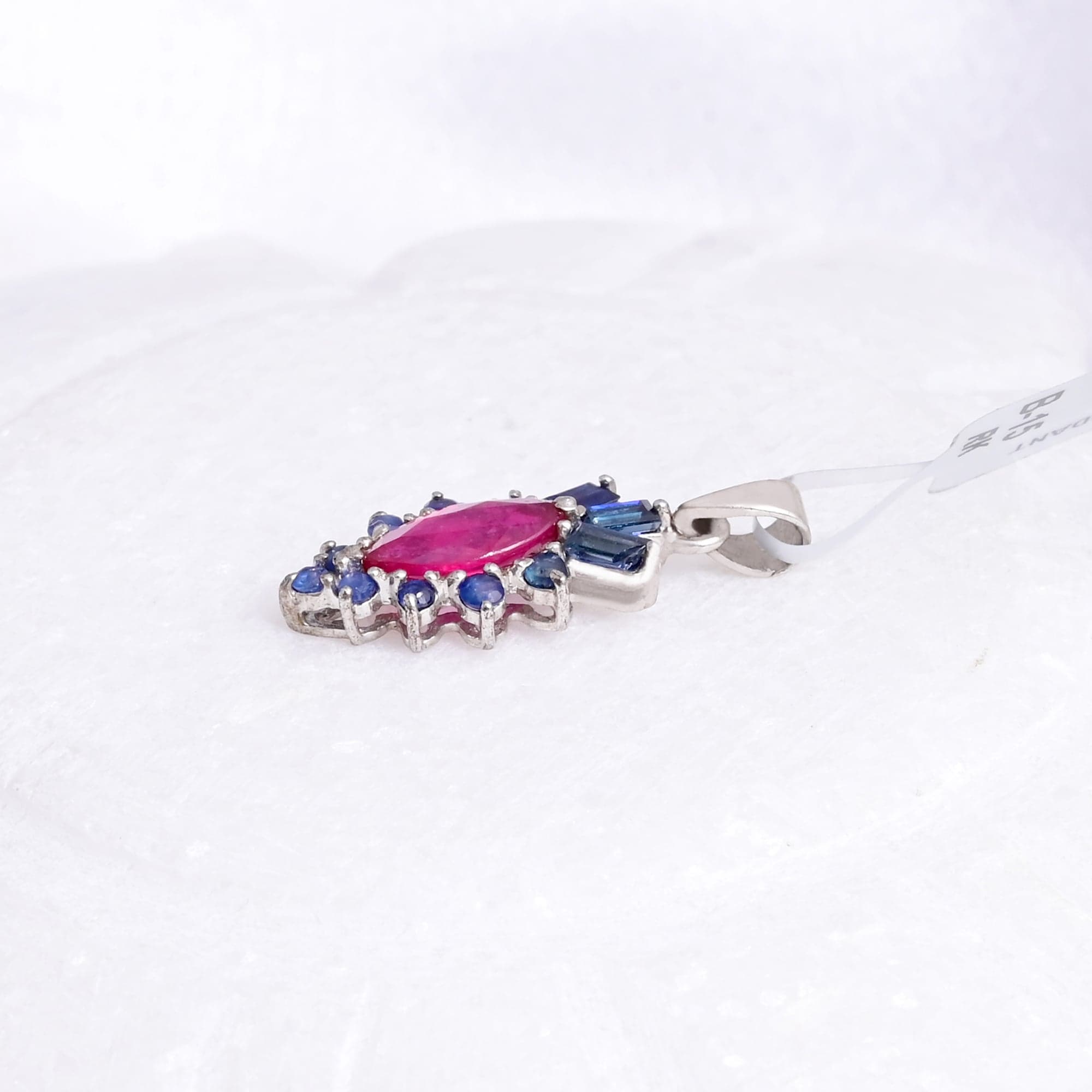 Royal Scarlet Sapphire Halo Pendant