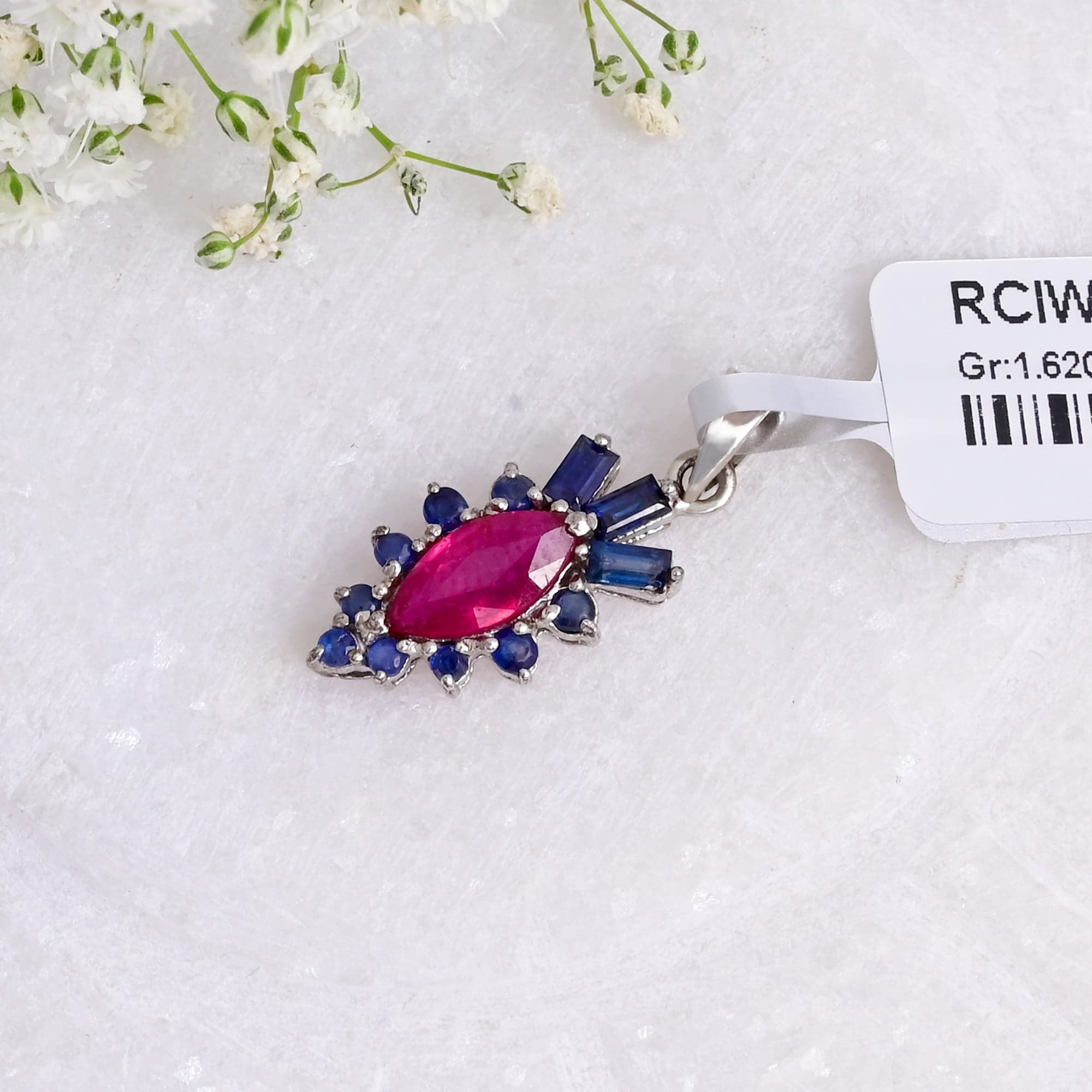 Royal Scarlet Sapphire Halo Pendant